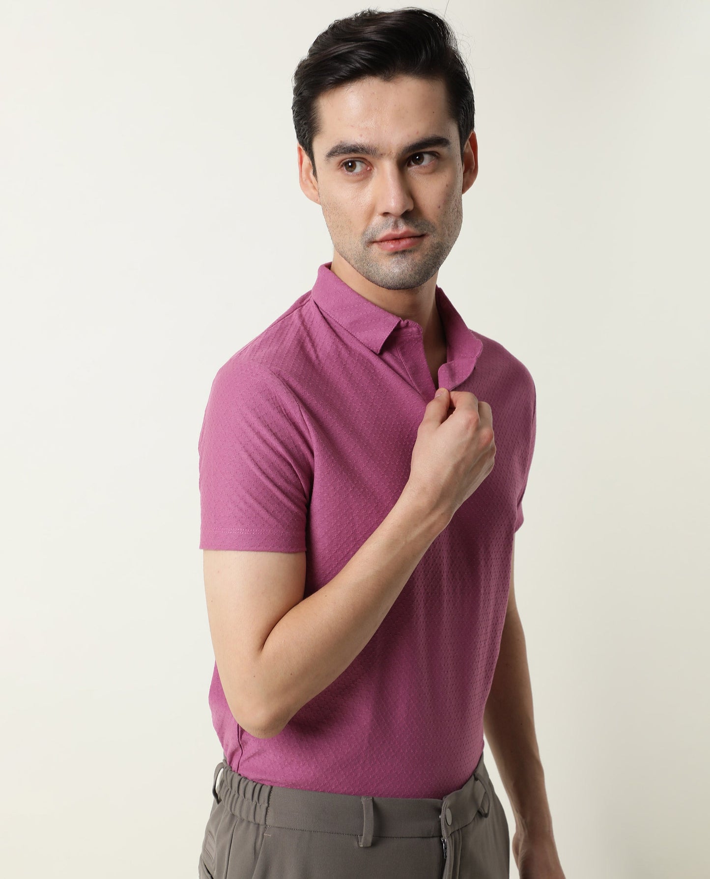 RARE RABBIT TENNA-2 LIGHT PURPLE POLO COTTON FABRIC SHORT SLEEVE POLO COLLAR SLIM FIT