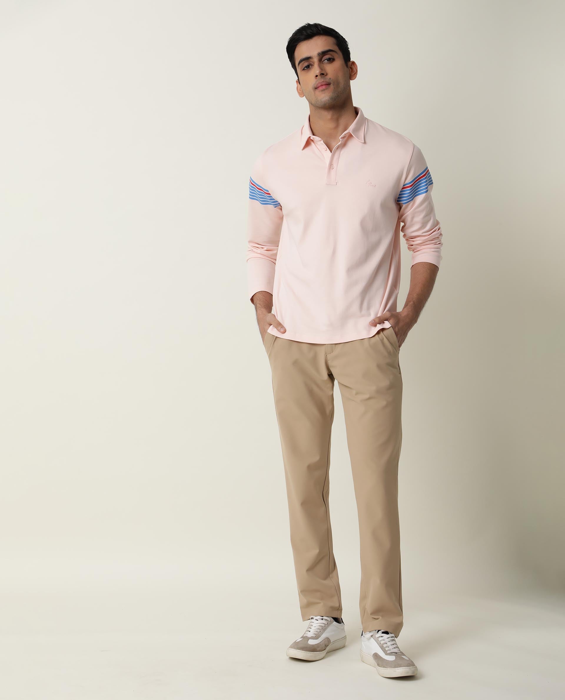 RARE RABBIT MENS LEON PINK POLO COTTON FABRIC SLIM FIT COLLAR COLLAR Short Sleeve