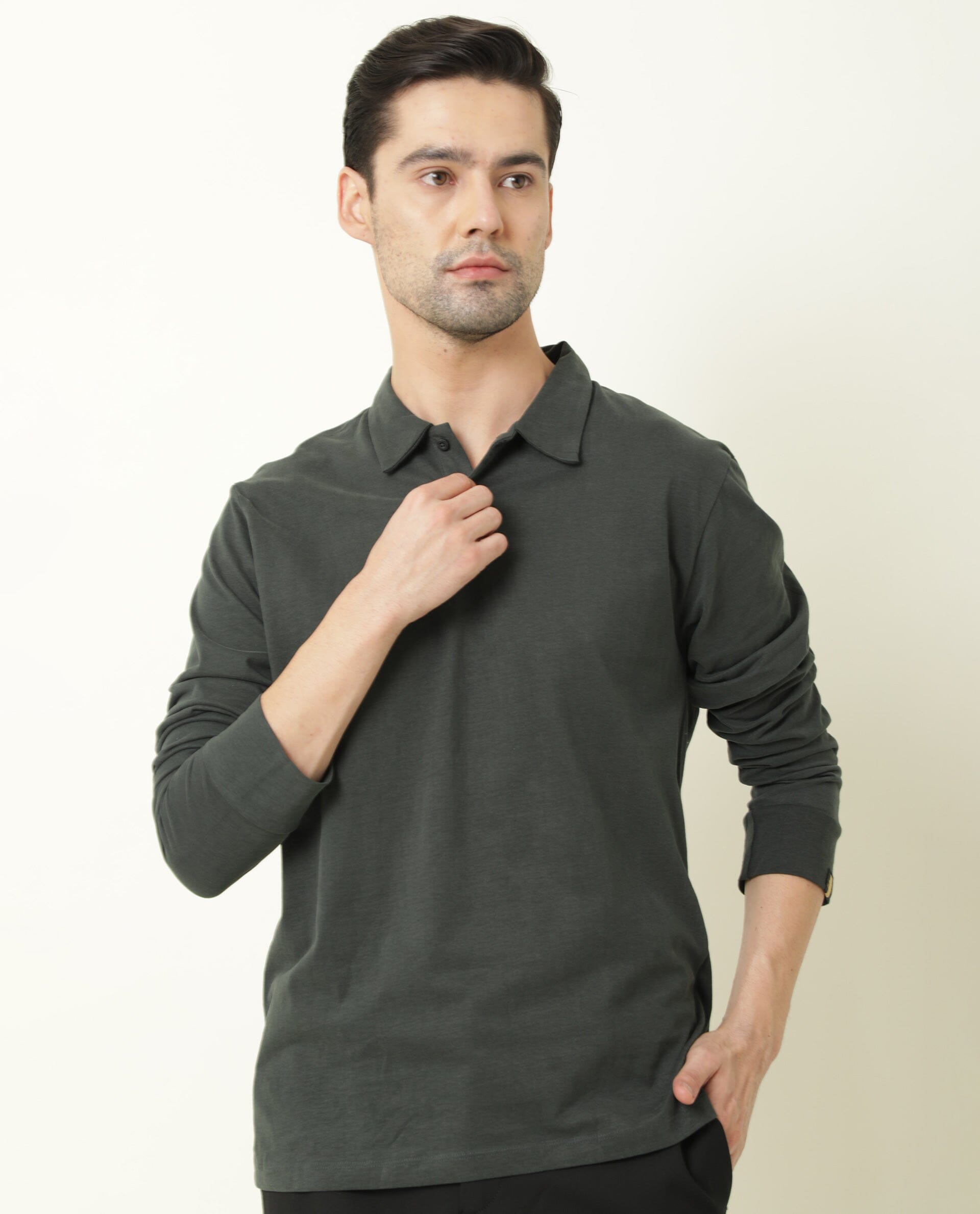 RARE RABBIT FEEL PRIMARY GREEN POLO COTTON FABRIC SHORT SLEEVE HOODED SLIM FIT