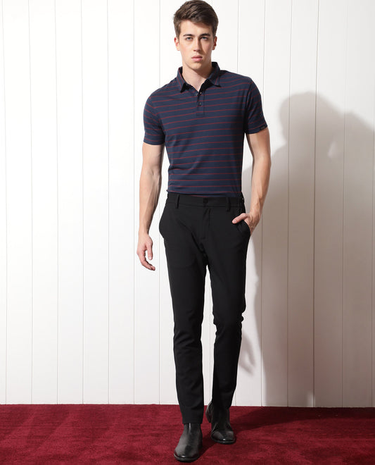 RARE RABBIT MEN'S ZEEBS RED POLO COTTON FABRIC COLLARED NECK HALF SLEEVES