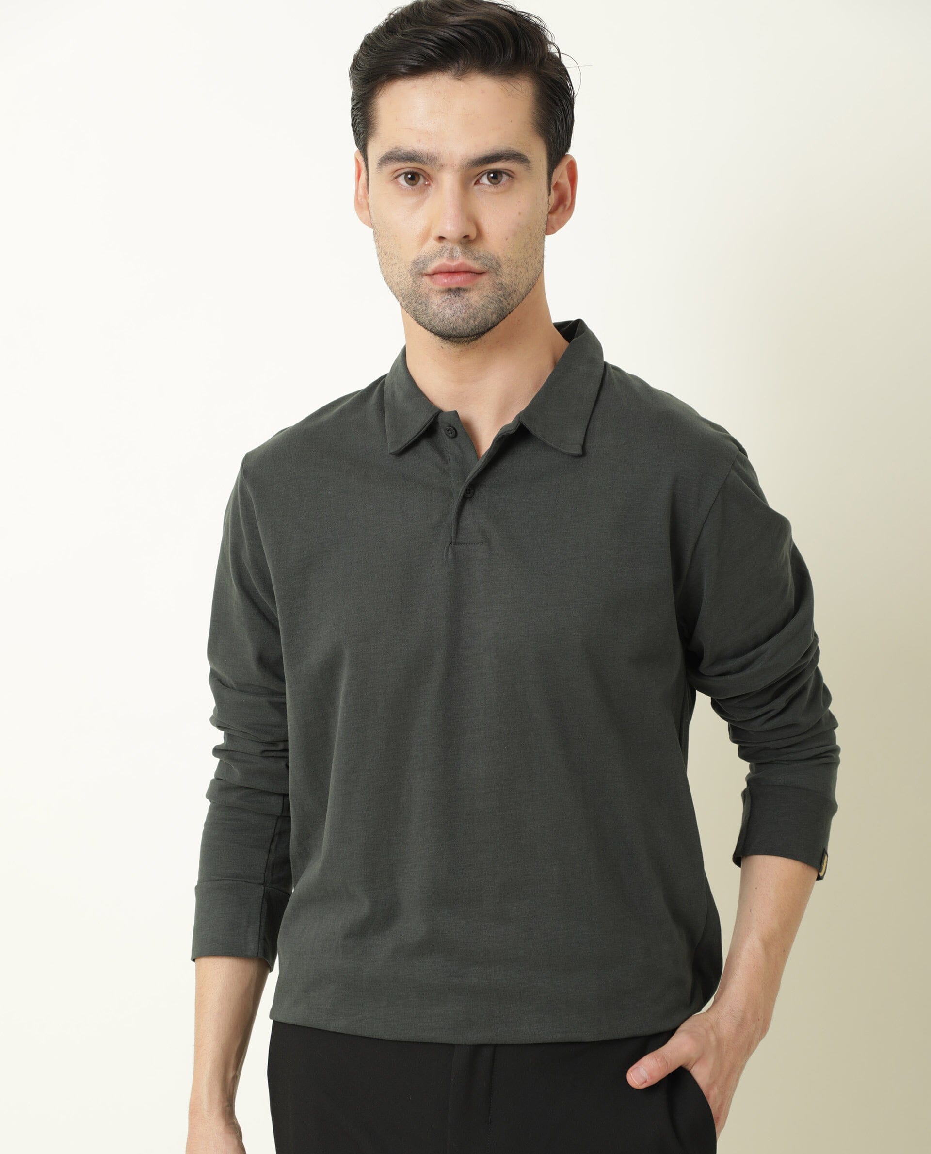 RARE RABBIT FEEL PRIMARY GREEN POLO COTTON FABRIC SHORT SLEEVE HOODED SLIM FIT
