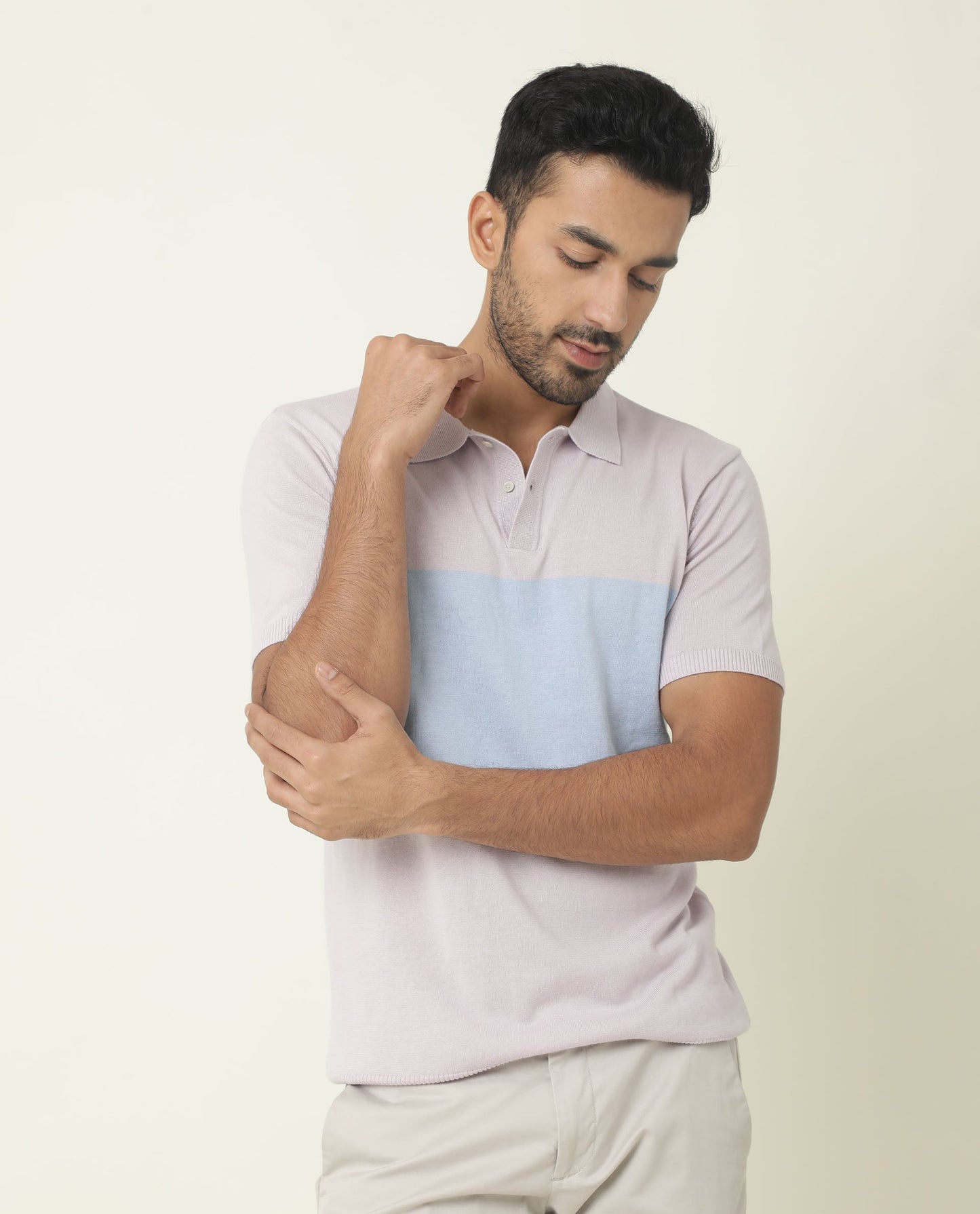 RARE RABBIT MENS ORIGIN PURPLE POLO COTTON FABRIC SLIM FIT COLLAR COLLAR Half Sleeve