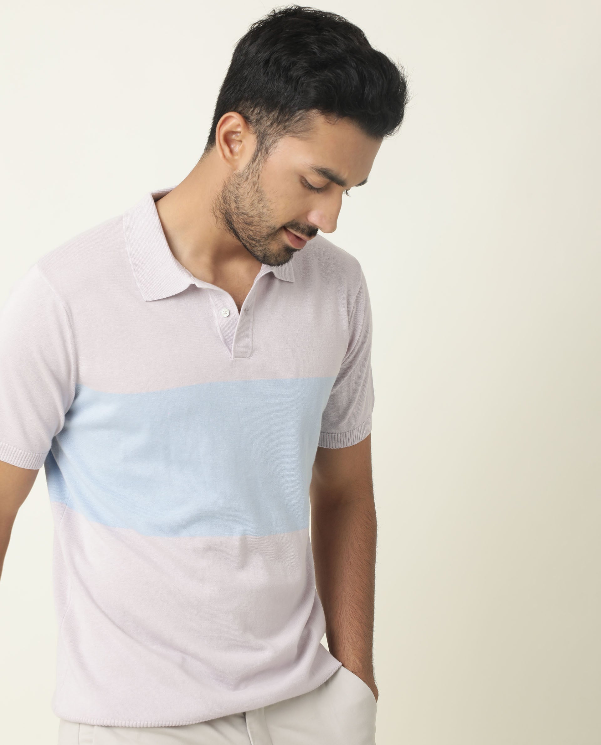 RARE RABBIT MENS ORIGIN PURPLE POLO COTTON FABRIC SLIM FIT COLLAR COLLAR Half Sleeve