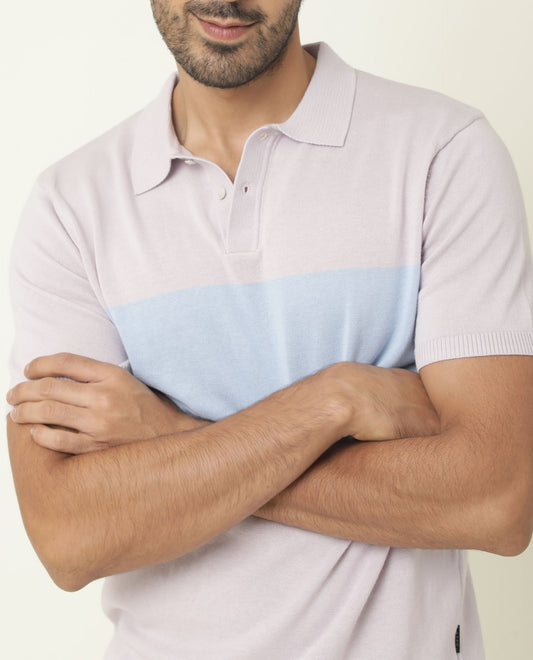 RARE RABBIT MENS ORIGIN PURPLE POLO COTTON FABRIC SLIM FIT COLLAR COLLAR Half Sleeve