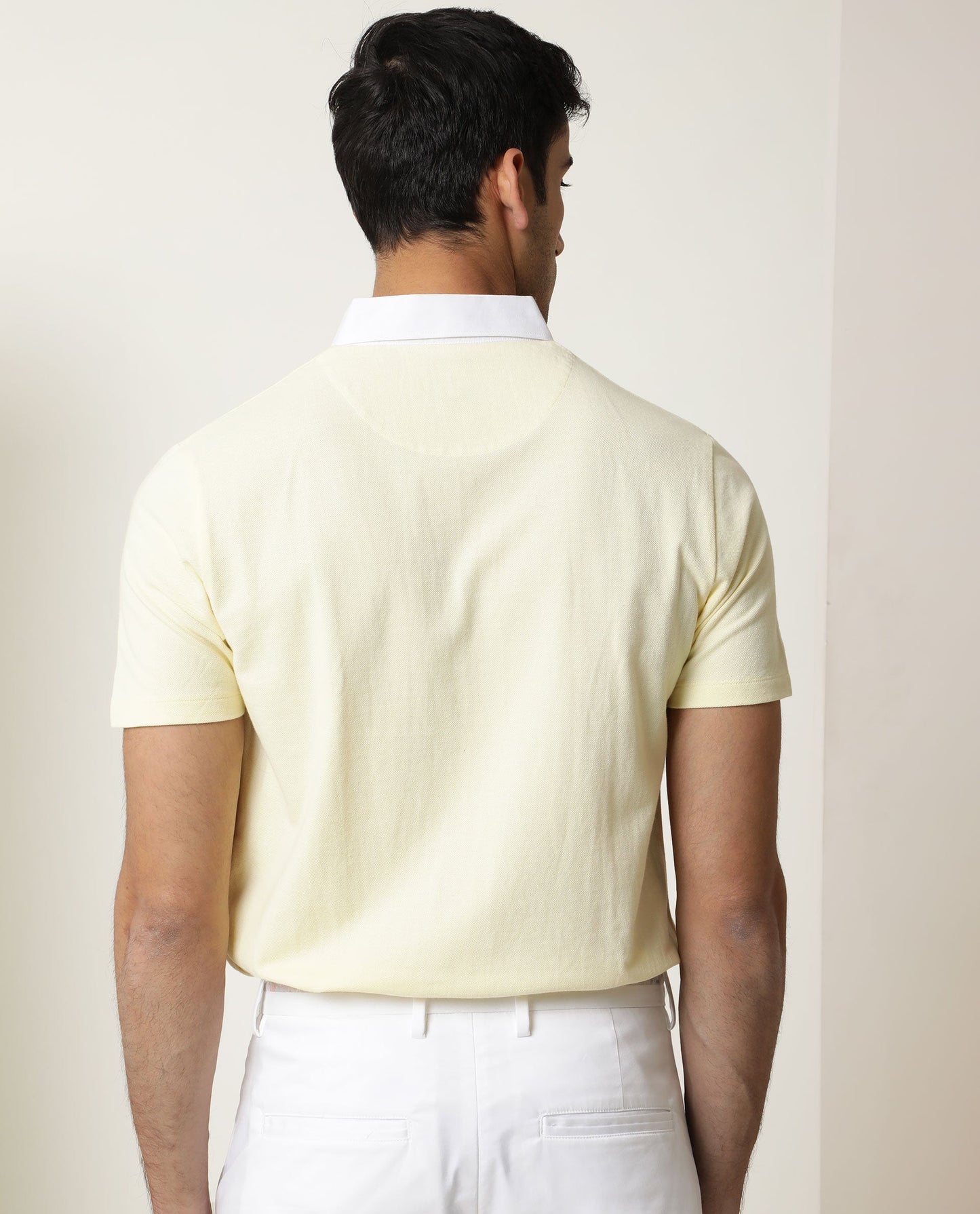 Rare Rabbit Men's Parma Yellow Cotton Fabric Collared Neck Half Sleeves Button Closure Polo T-Shirt