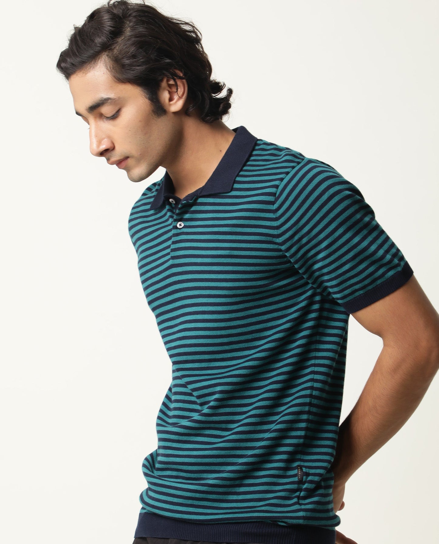 Rare Rabbit Rizon Primary Green Cotton Fabric Short Sleeve Collar Slim Fit Polo T-Shirt