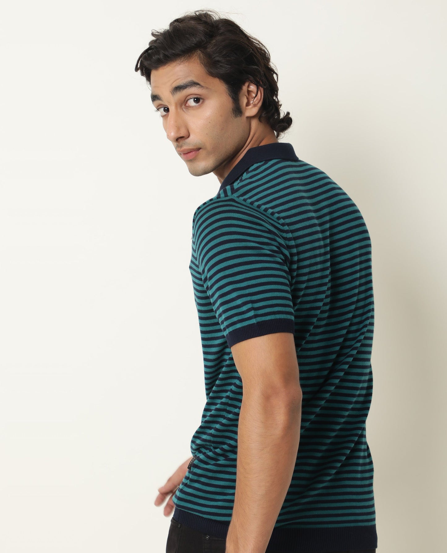 Rare Rabbit Rizon Primary Green Cotton Fabric Short Sleeve Collar Slim Fit Polo T-Shirt