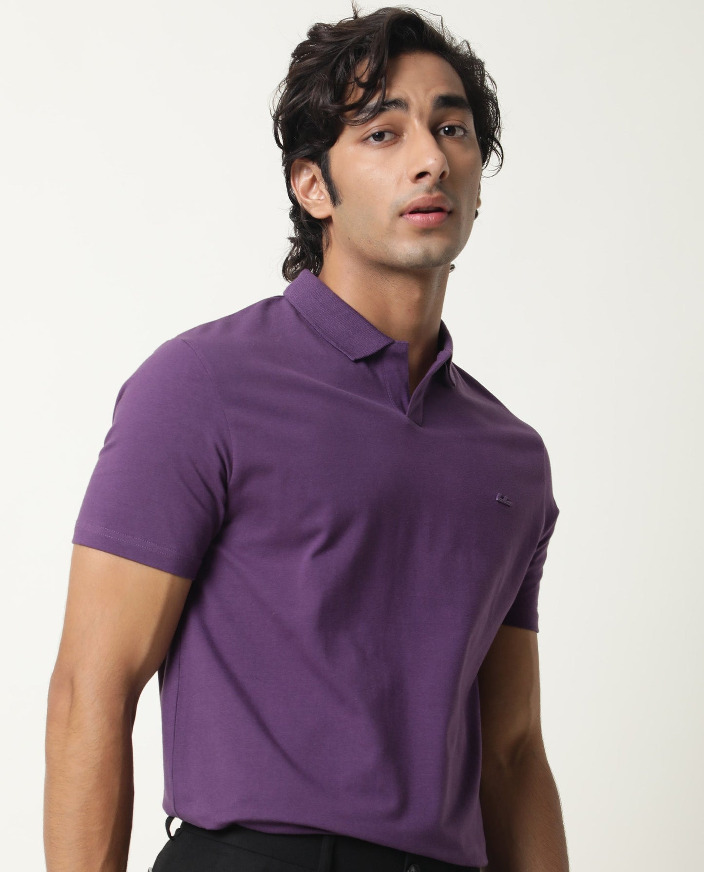 RARE RABBIT MENS REBORN SS PURPLE POLO COTTON ELASTANE FABRIC SLIM FIT COLLAR COLLAR Short Sleeve