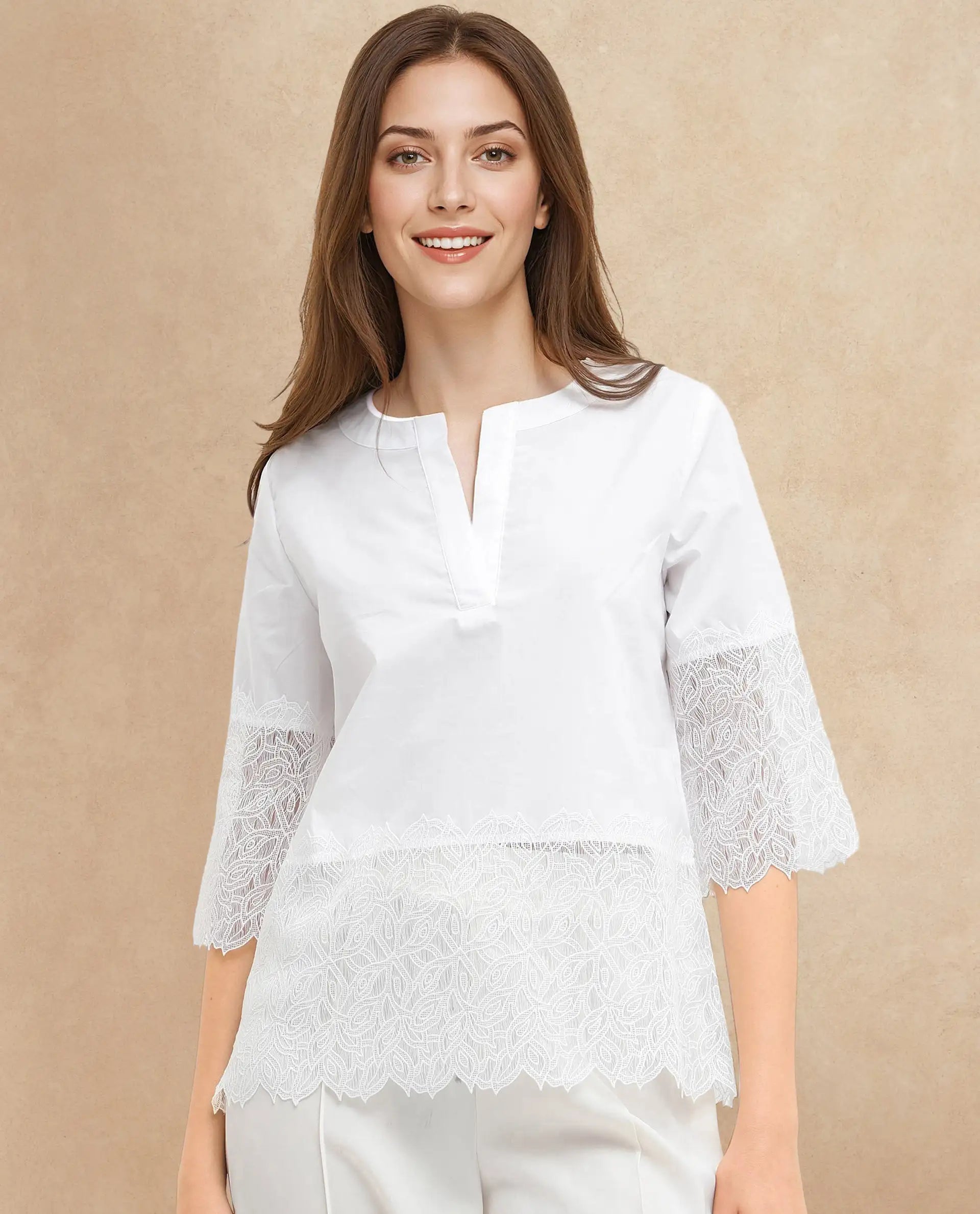 Rareism Womens Inna White Short Sleeve Embellished Top