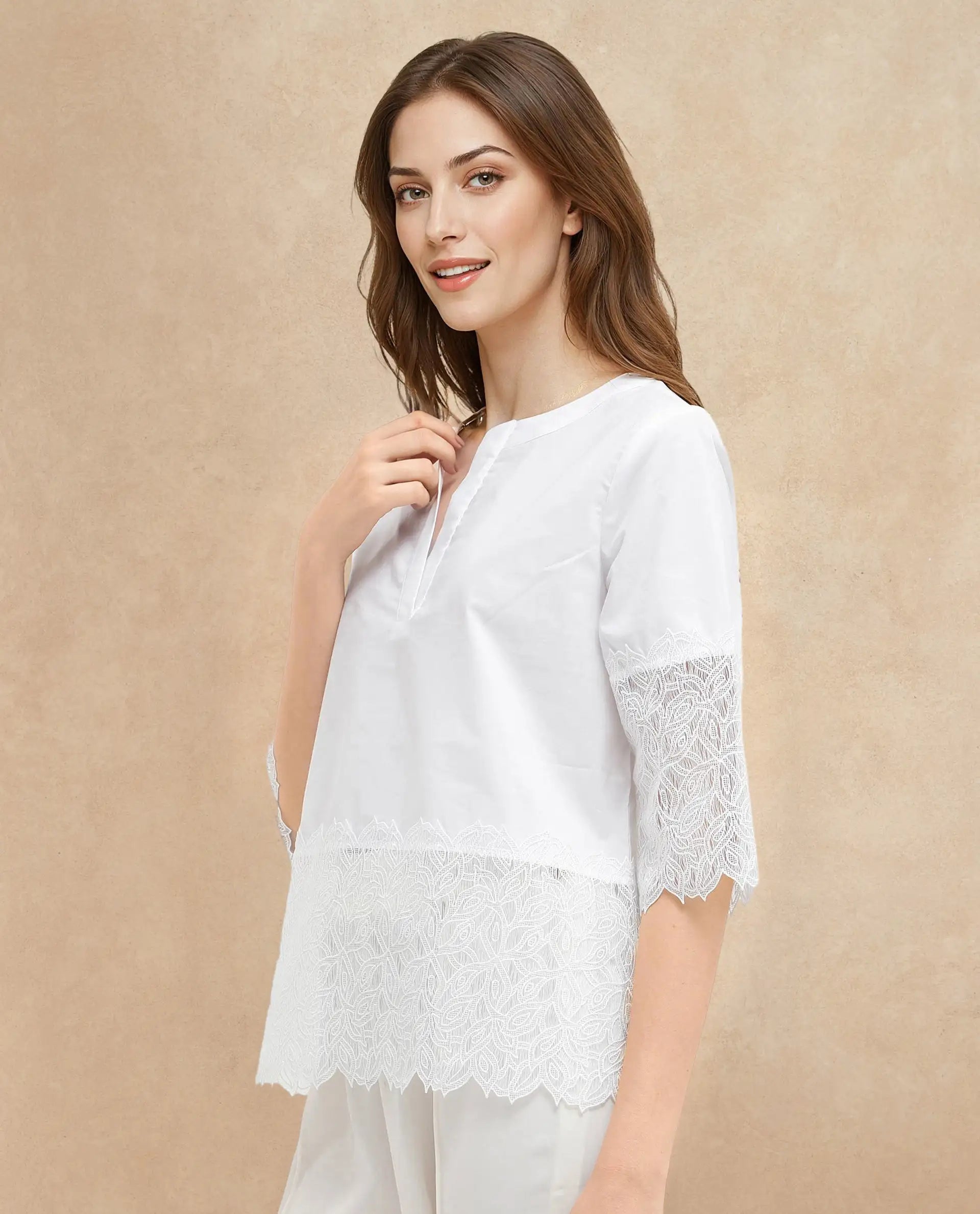 Rareism Womens Inna White Short Sleeve Embellished Top