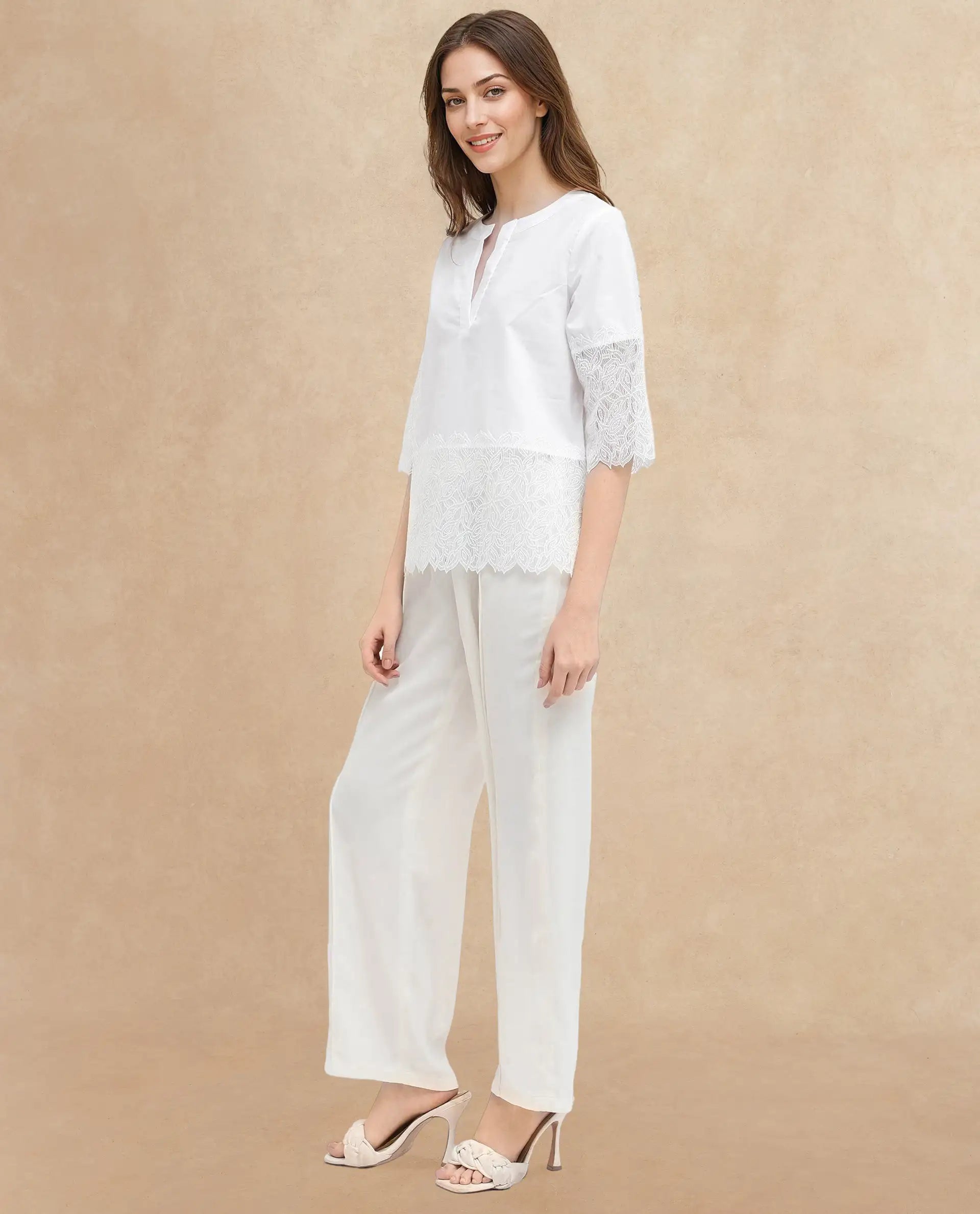 Rareism Womens Inna White Short Sleeve Embellished Top