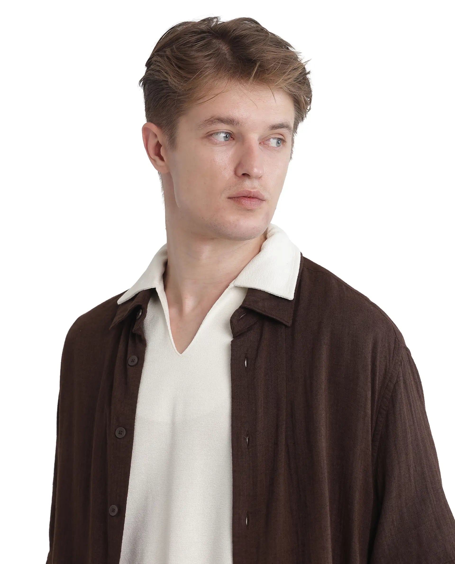 Rare Rabbit Men Jawal Off White Cotton Poly Fabric Short Sleeve Open Collar Oversized Fit Plain Polo