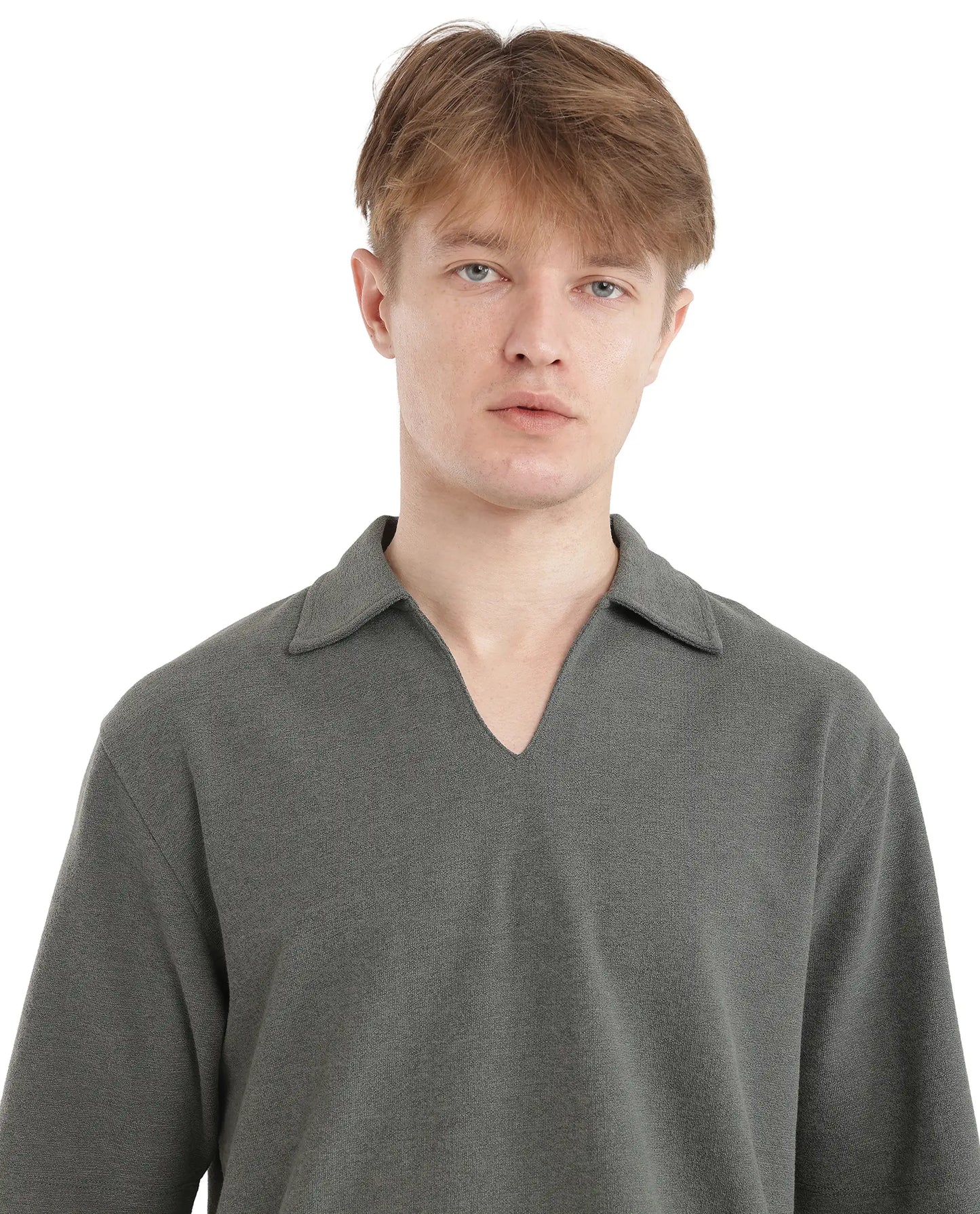 Rare Rabbit Men Jawal Olive Cotton Poly Fabric Short Sleeve Open Collar Oversized Fit Plain Polo