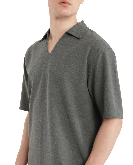 Rare Rabbit Men Jawal Olive Cotton Poly Fabric Short Sleeve Open Collar Oversized Fit Plain Polo