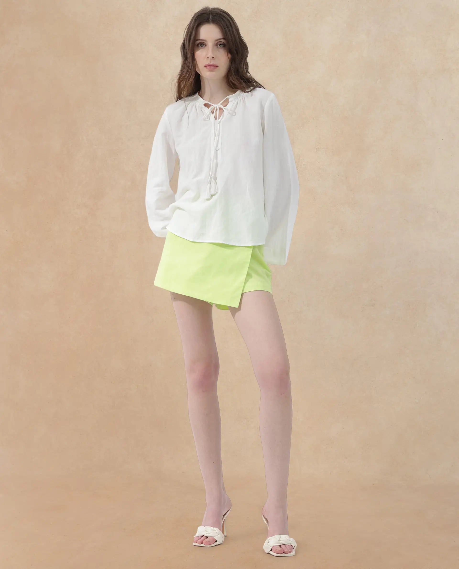 Rareism Womens Joan Light White Top Full Sleeve Solid