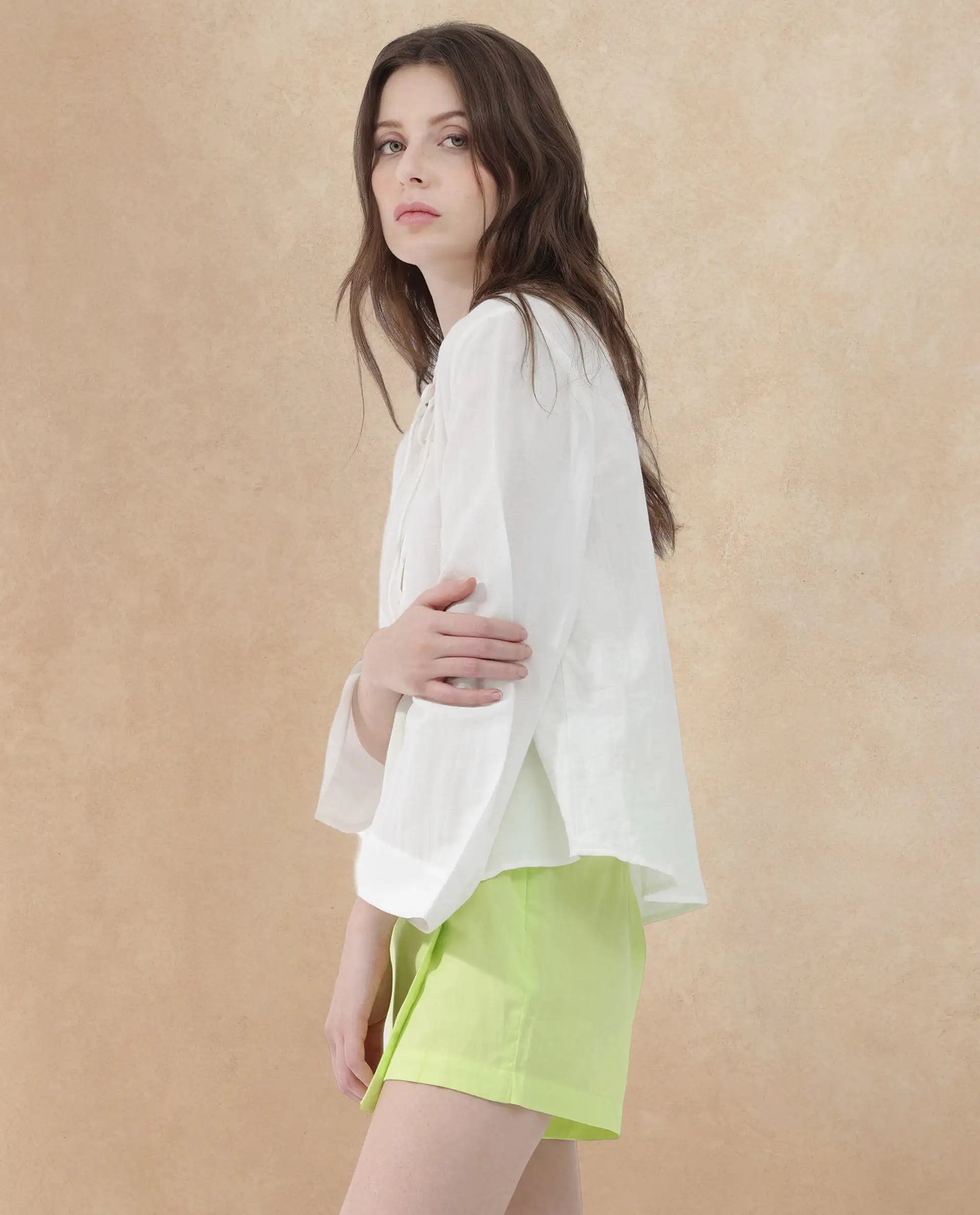 Rareism Womens Joan Light White Top Full Sleeve Solid