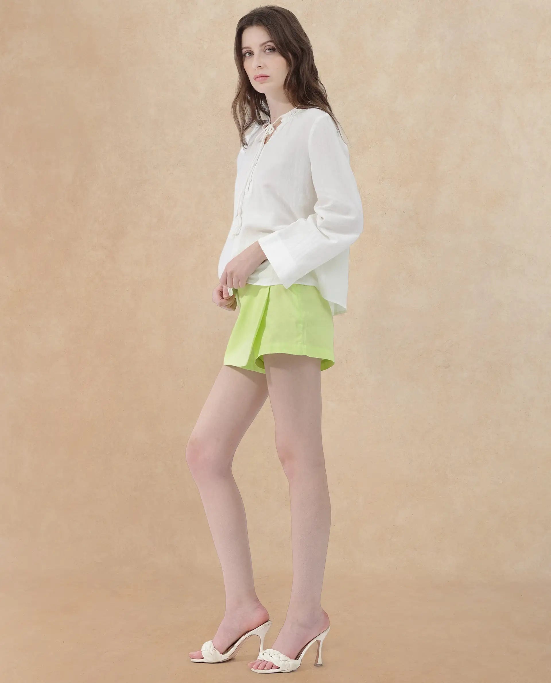 Rareism Womens Joan Light White Top Full Sleeve Solid