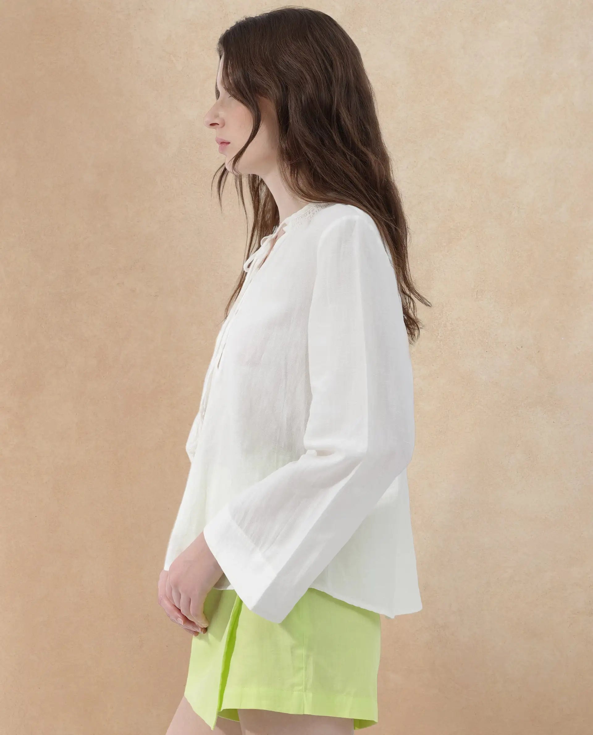 Rareism Womens Joan Light White Top Full Sleeve Solid