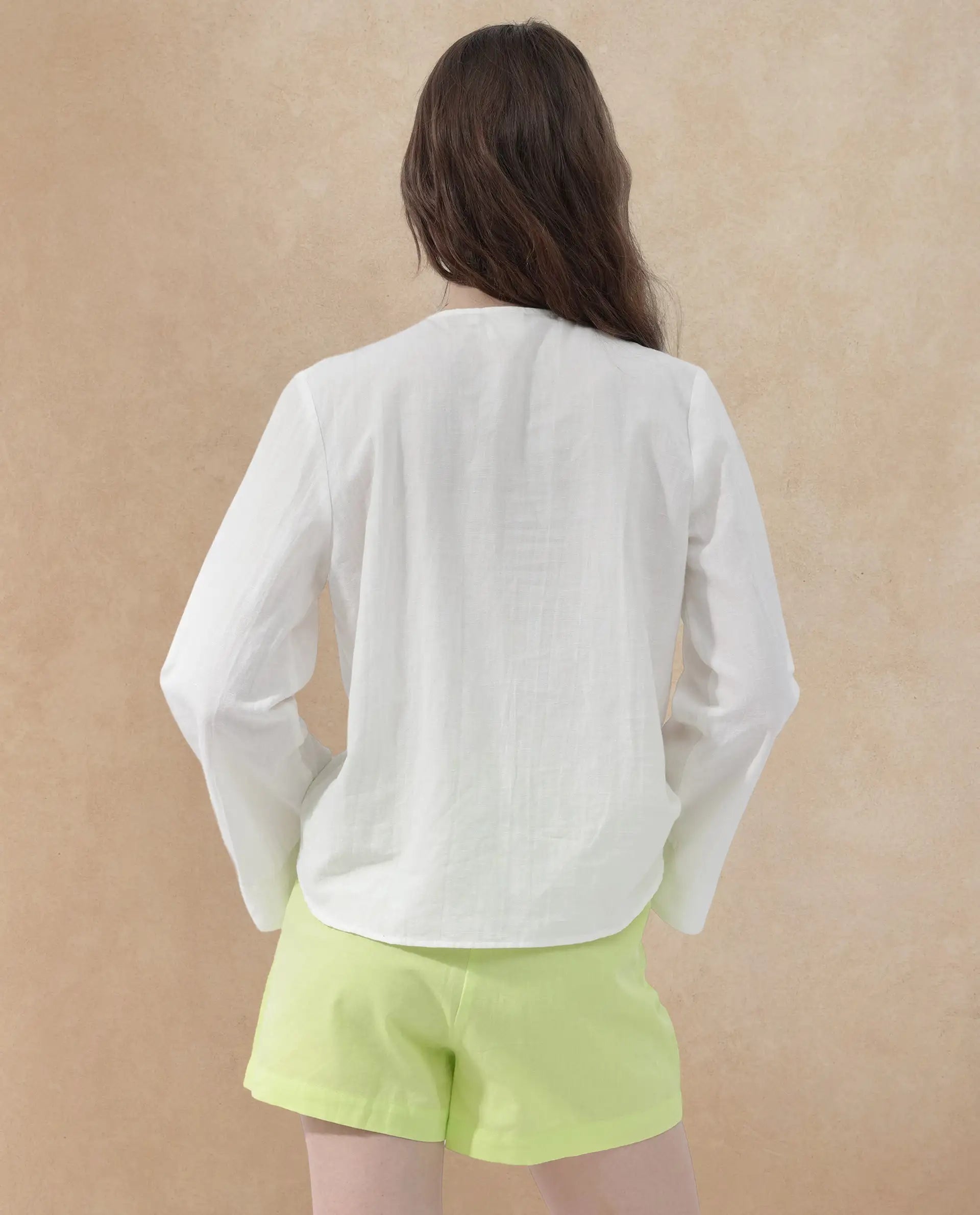 Rareism Womens Joan Light White Top Full Sleeve Solid