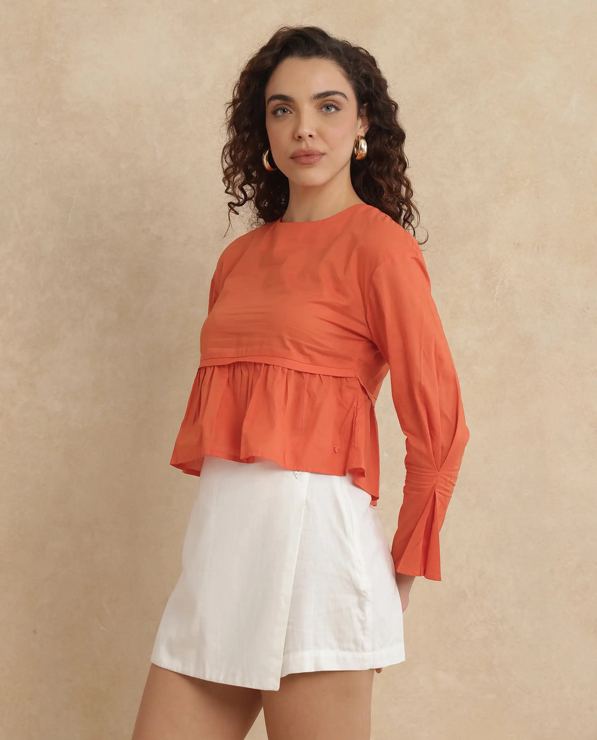 Rareism Women Kingwell Orange Plain Top