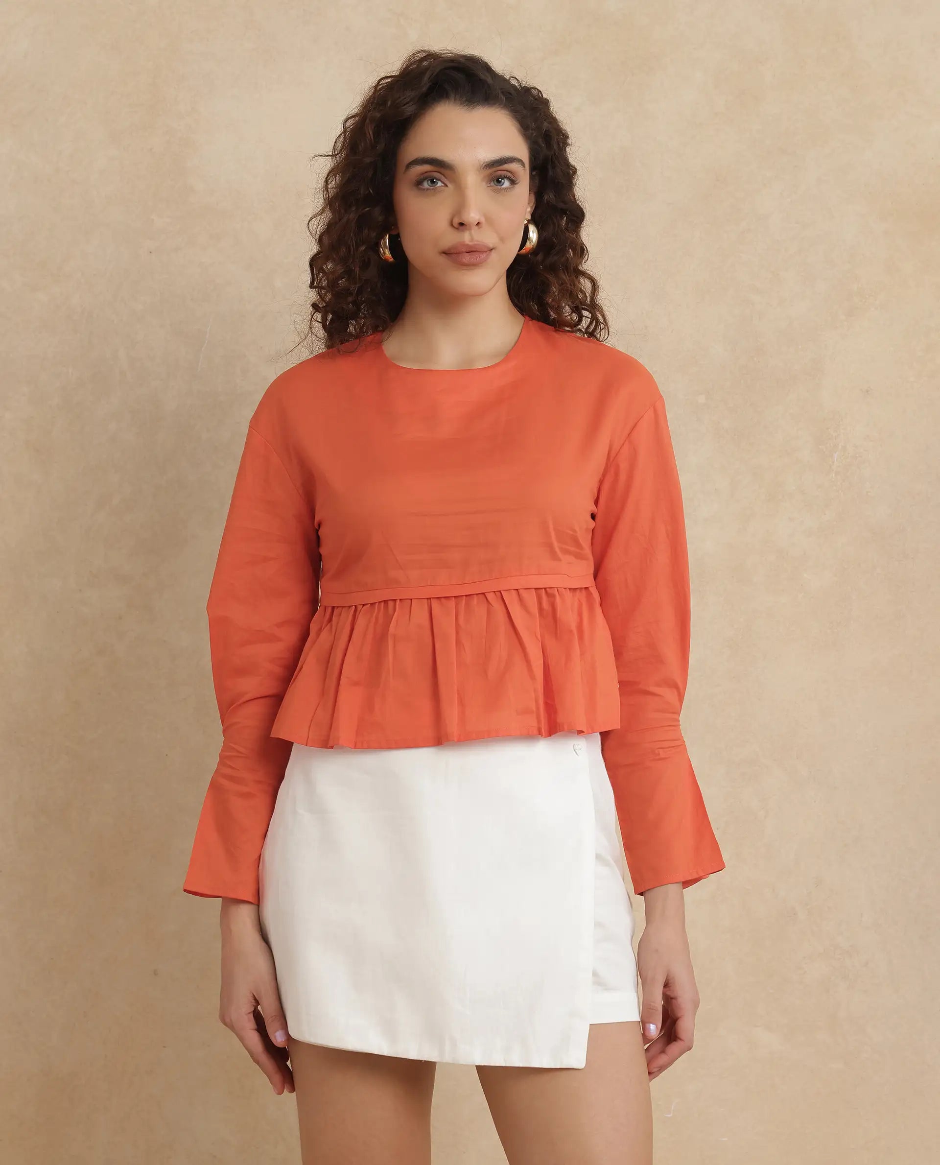 Rareism Women Kingwell Orange Plain Top