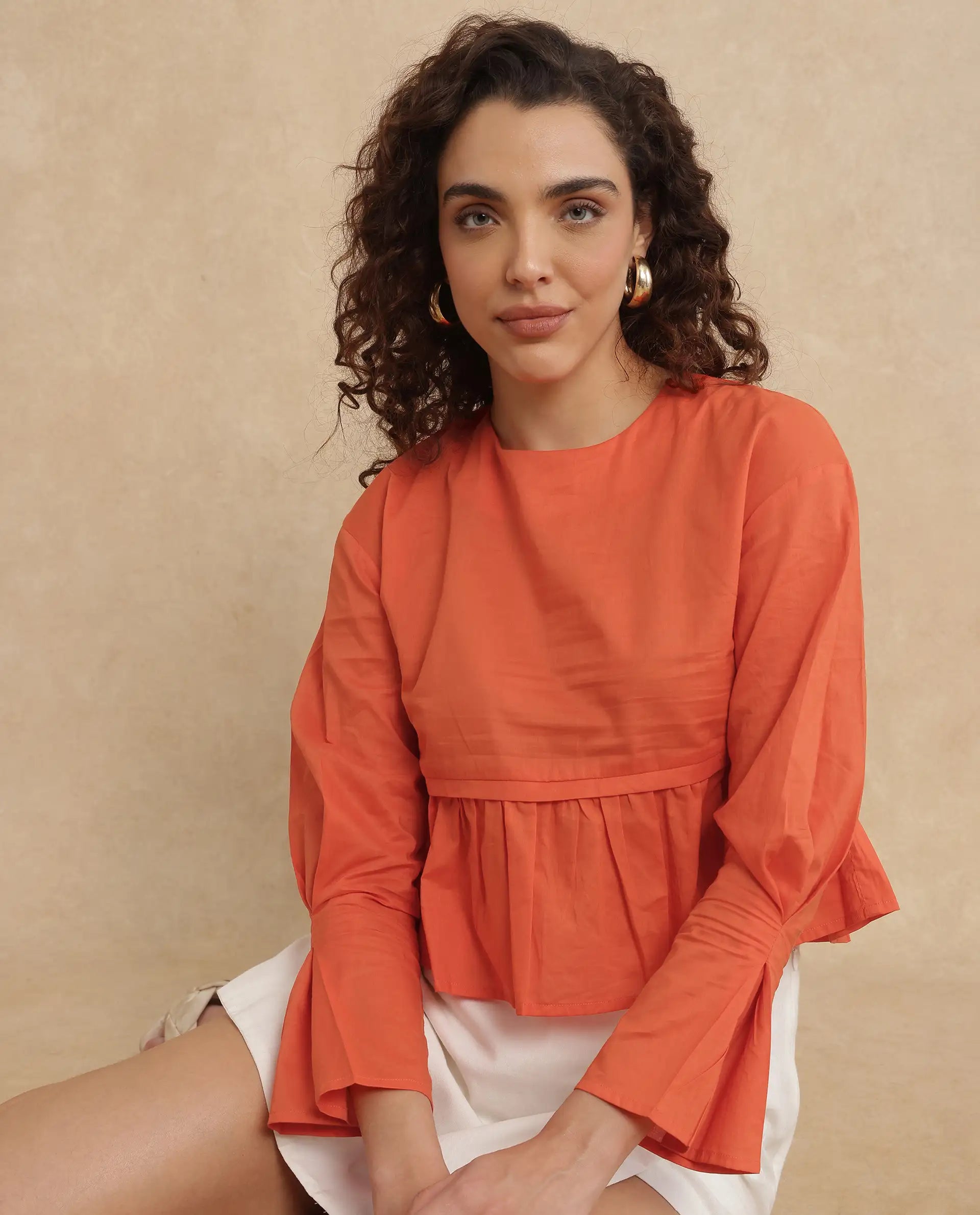 Rareism Women Kingwell Orange Plain Top