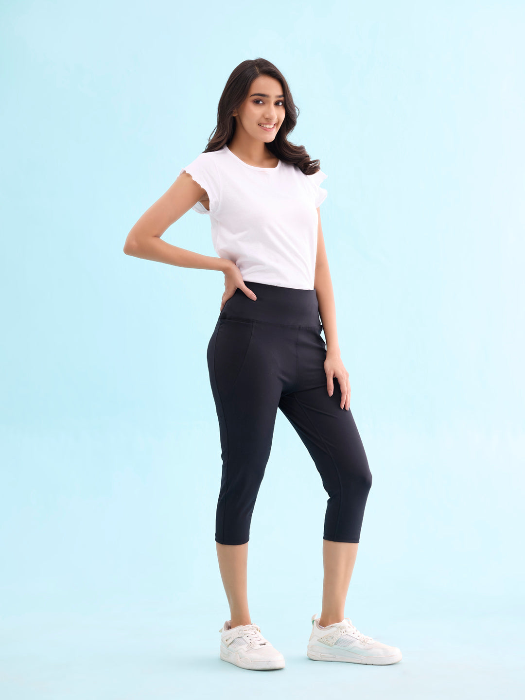 Black Poly Stretch Training Capri