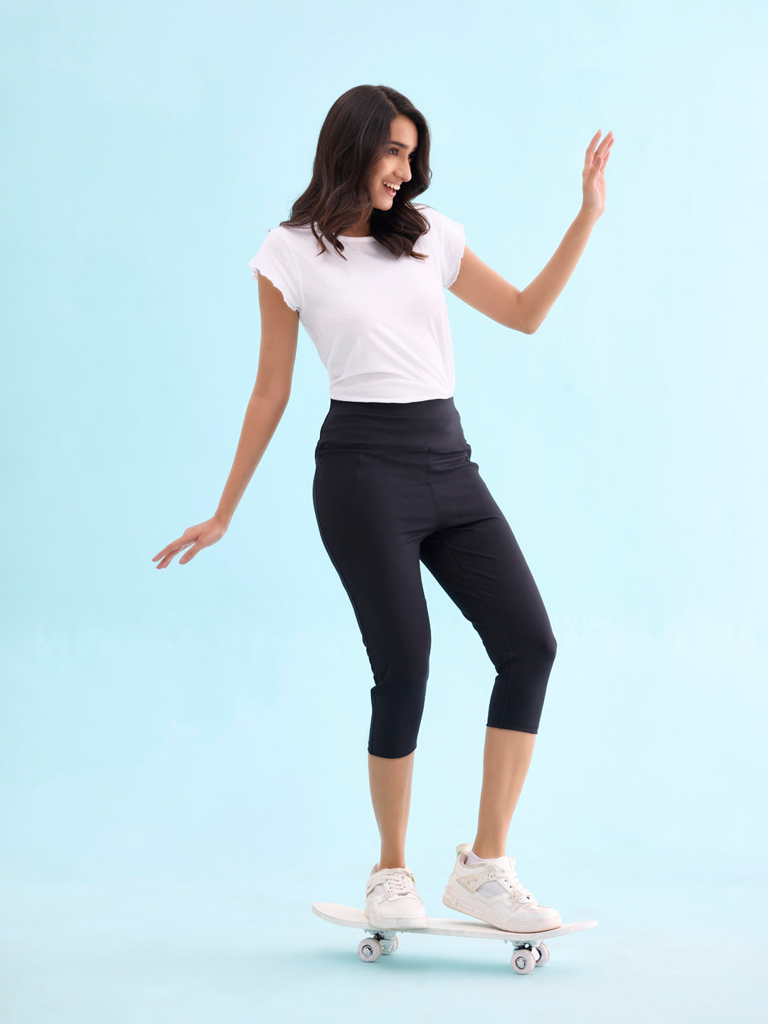 Black Poly Stretch Training Capri