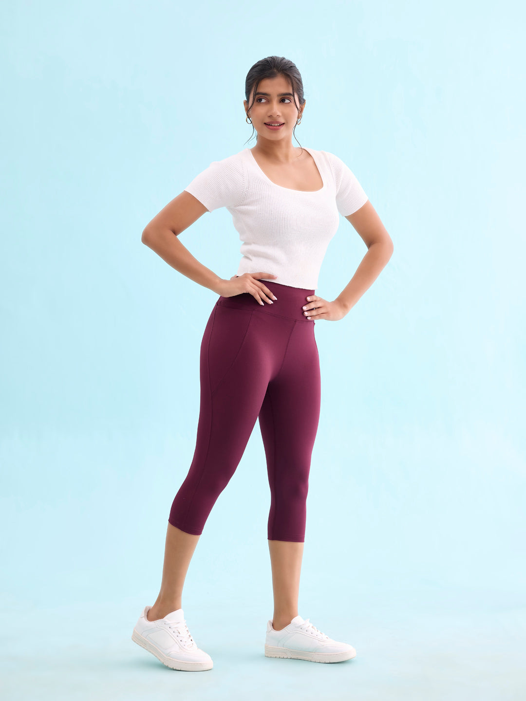 Maroon Poly Stretch Training Capri