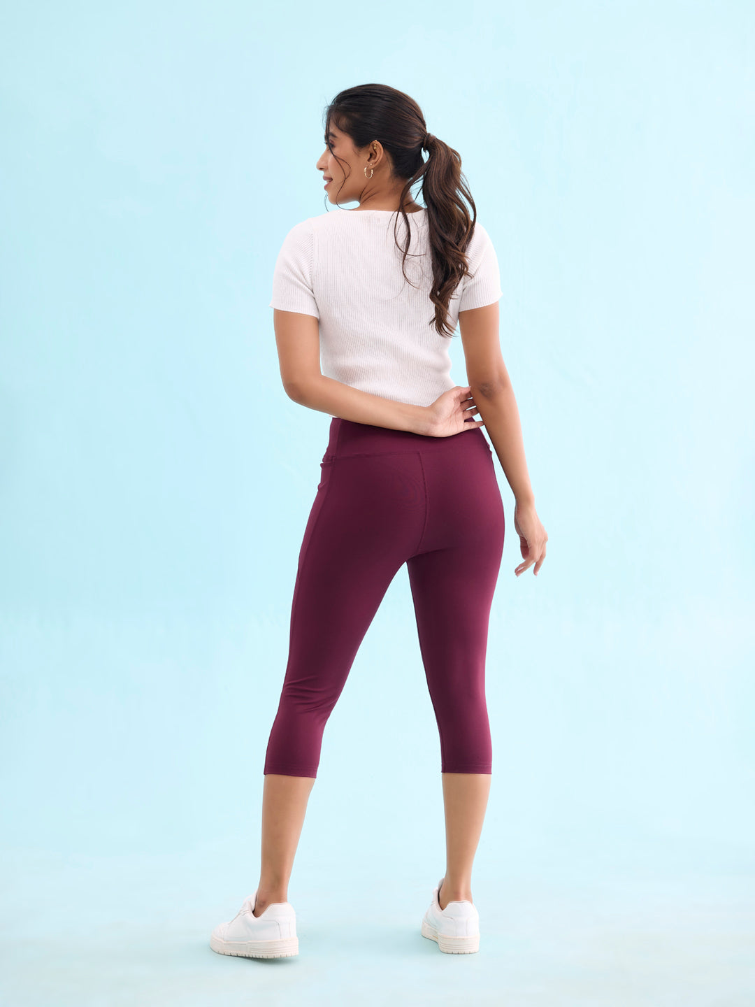 Maroon Poly Stretch Training Capri