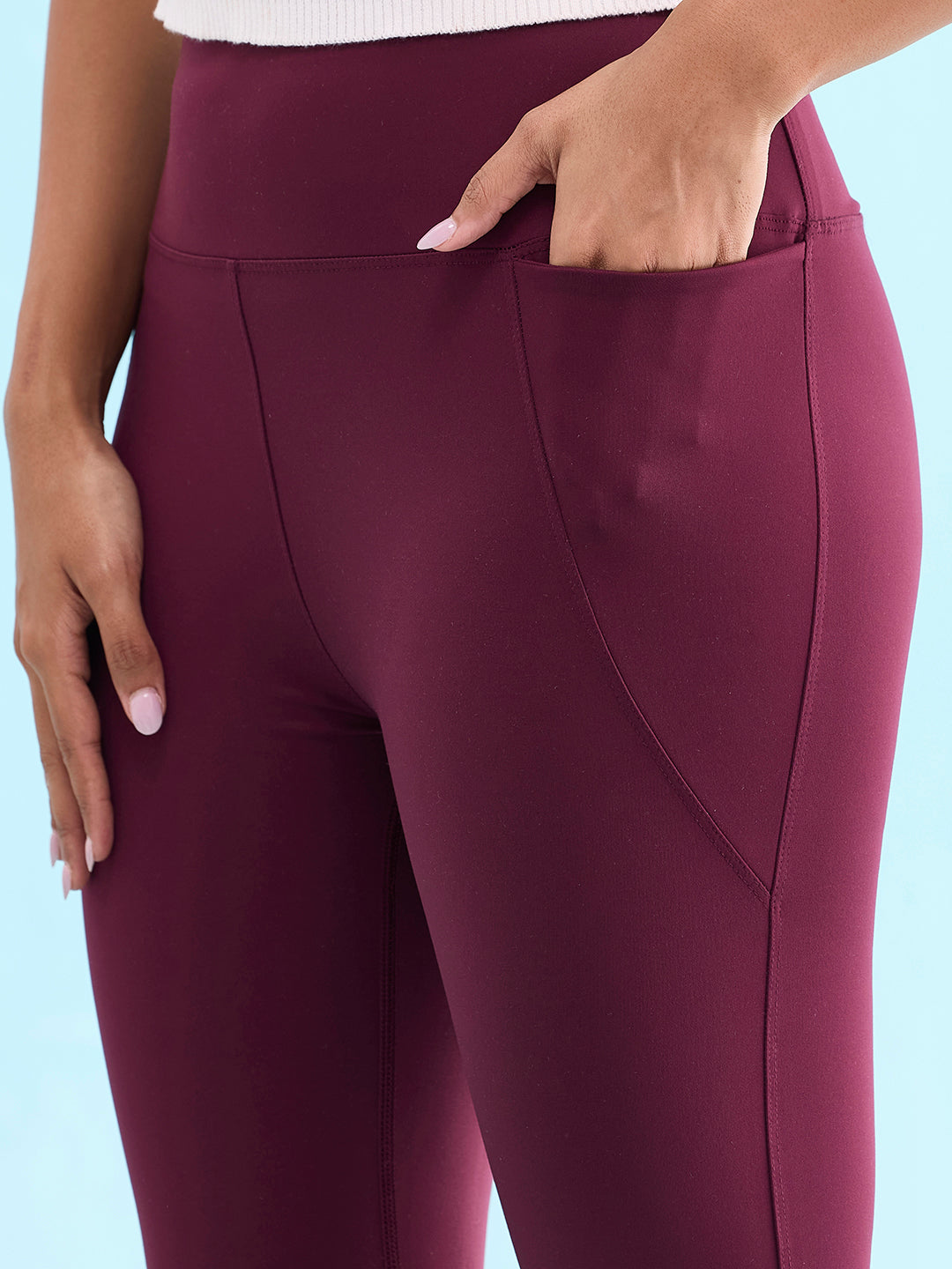 Maroon Poly Stretch Training Capri