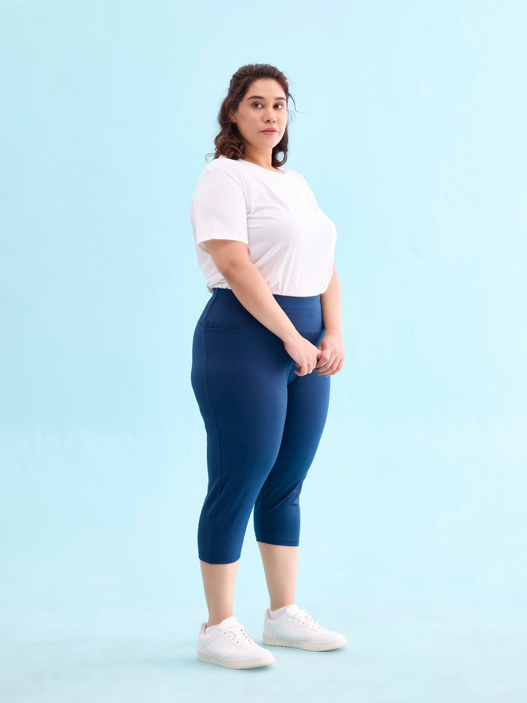 Teal Poly Stretch Training Capri