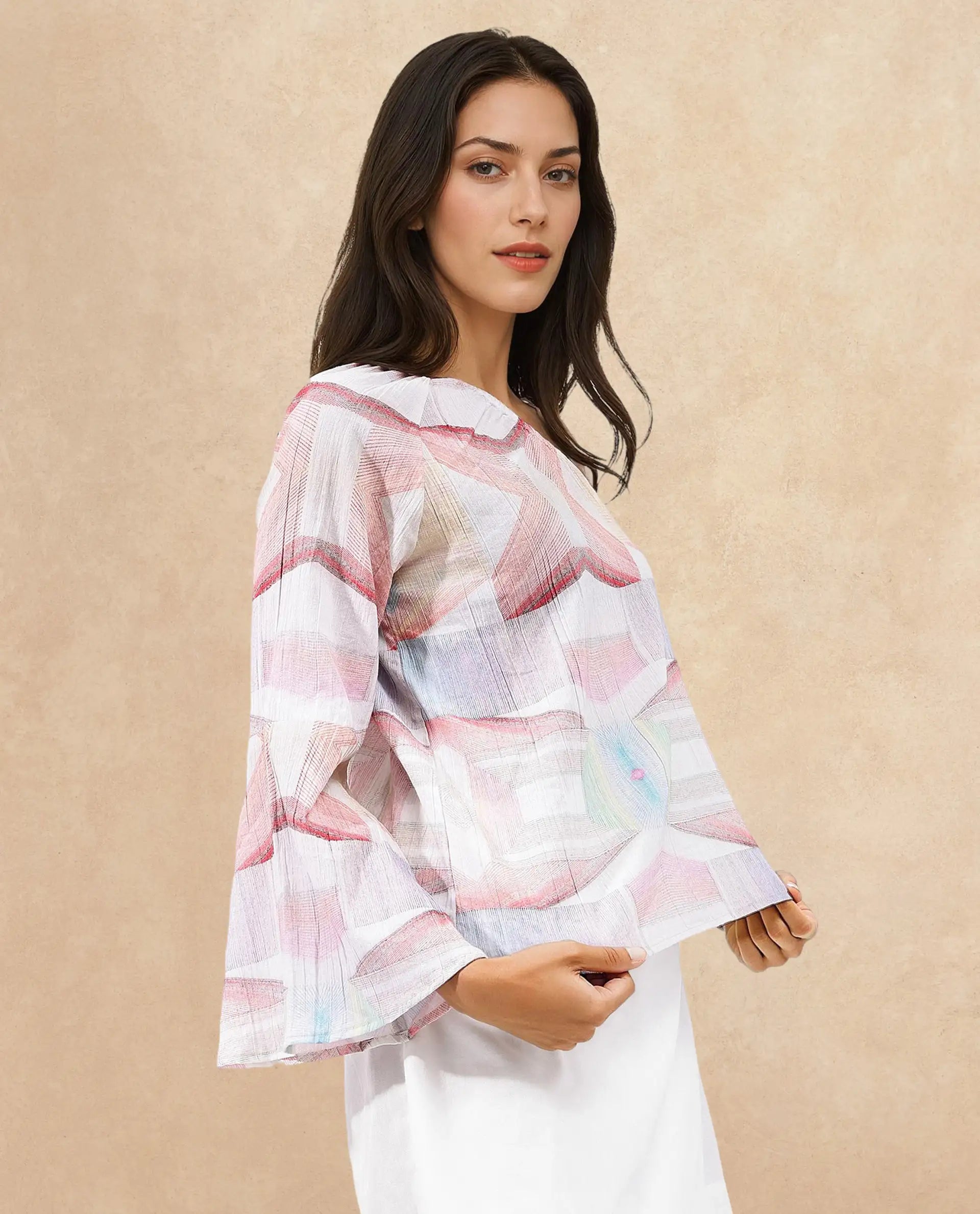 Rareism Women Leightono Dusky Multi Multi Top with Striking Abstract Print