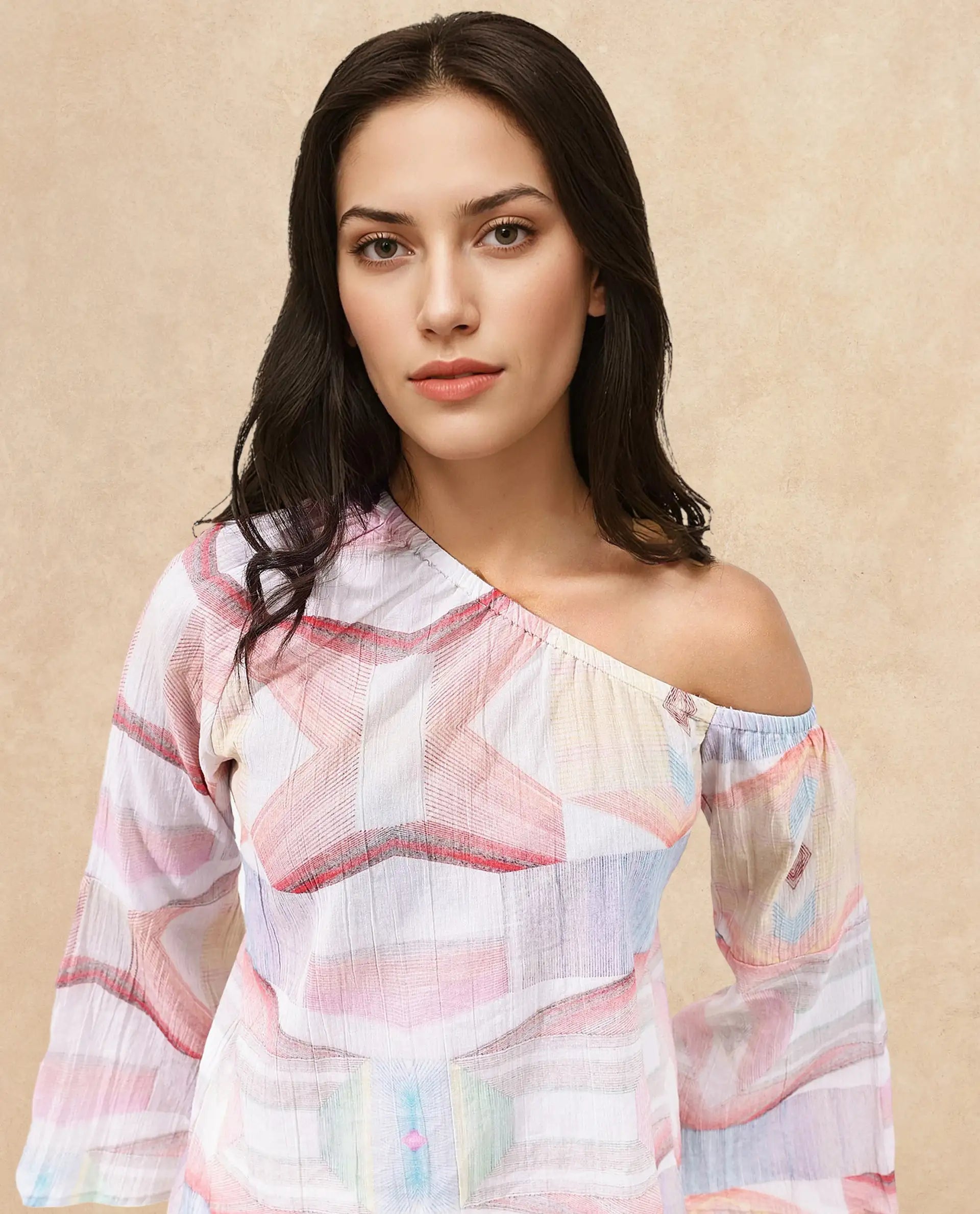 Rareism Women Leightono Dusky Multi Multi Top with Striking Abstract Print