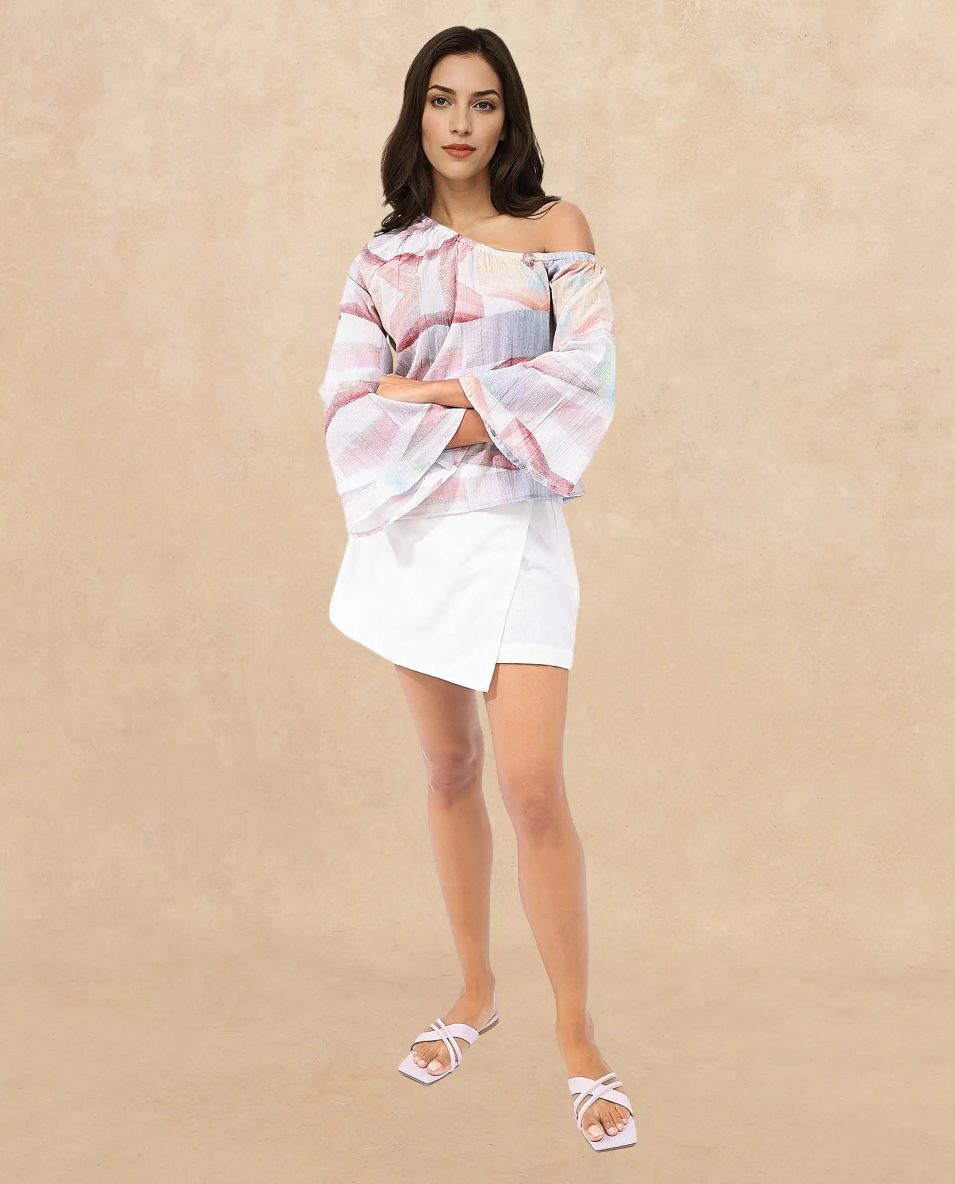 Rareism Women Leightono Dusky Multi Multi Top with Striking Abstract Print