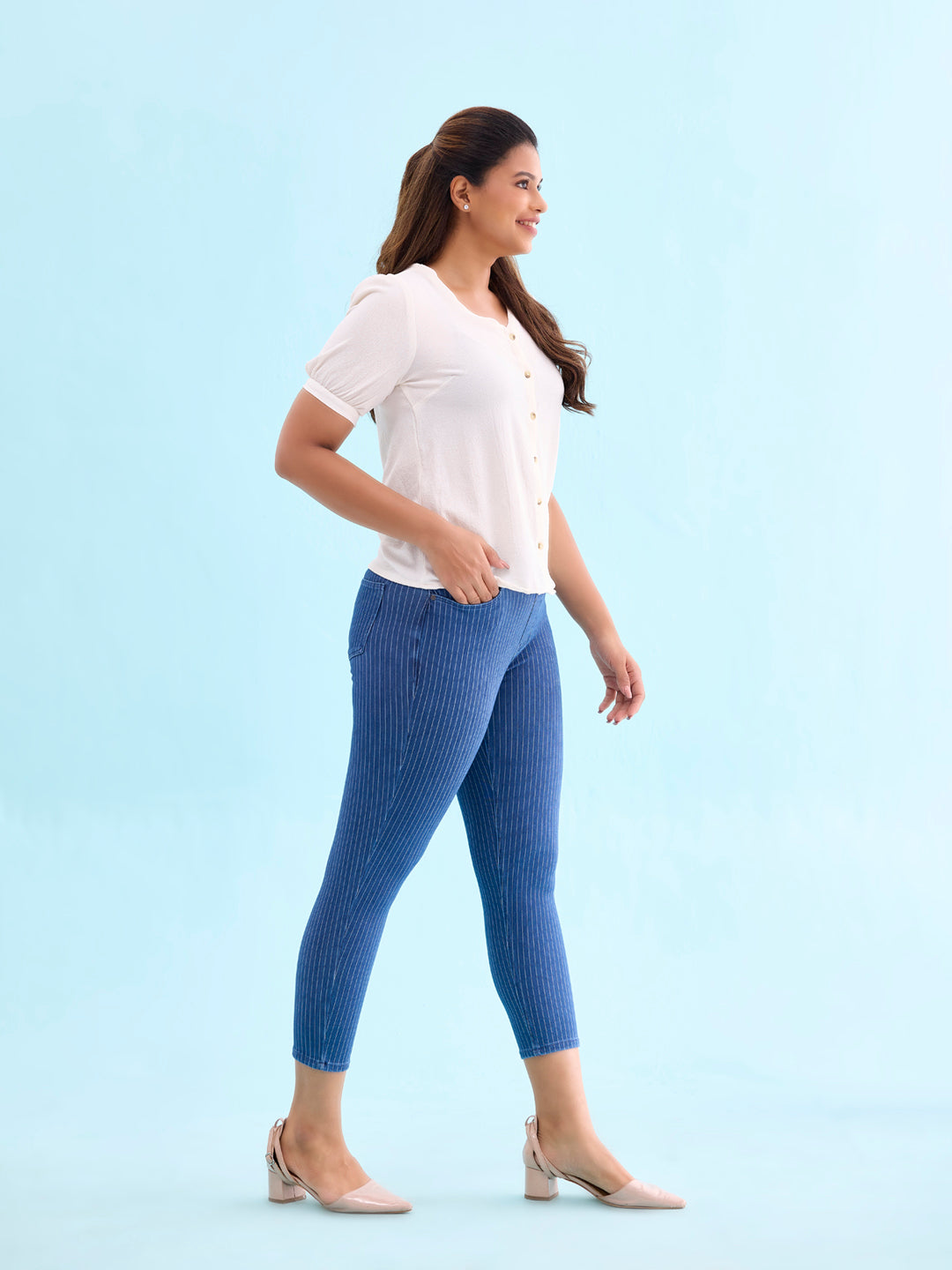 Cotton Poly Stretch Cropped Printed Jeggings