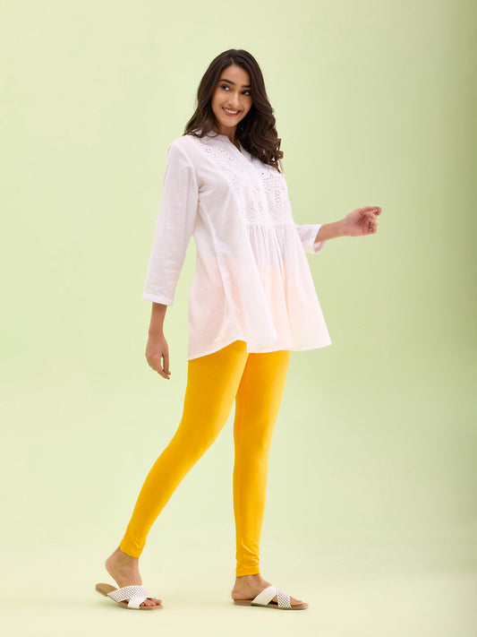 Saffron Cotton Stretch Ankle Length Leggings