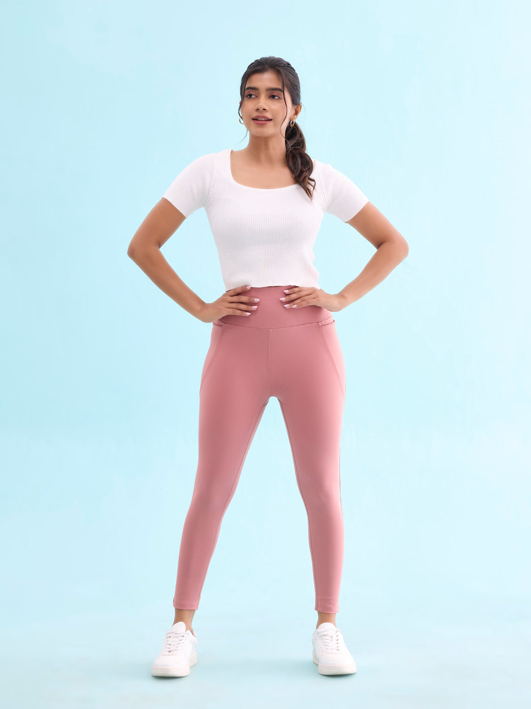 Dusty Pink Nylon Stretch Training Tights