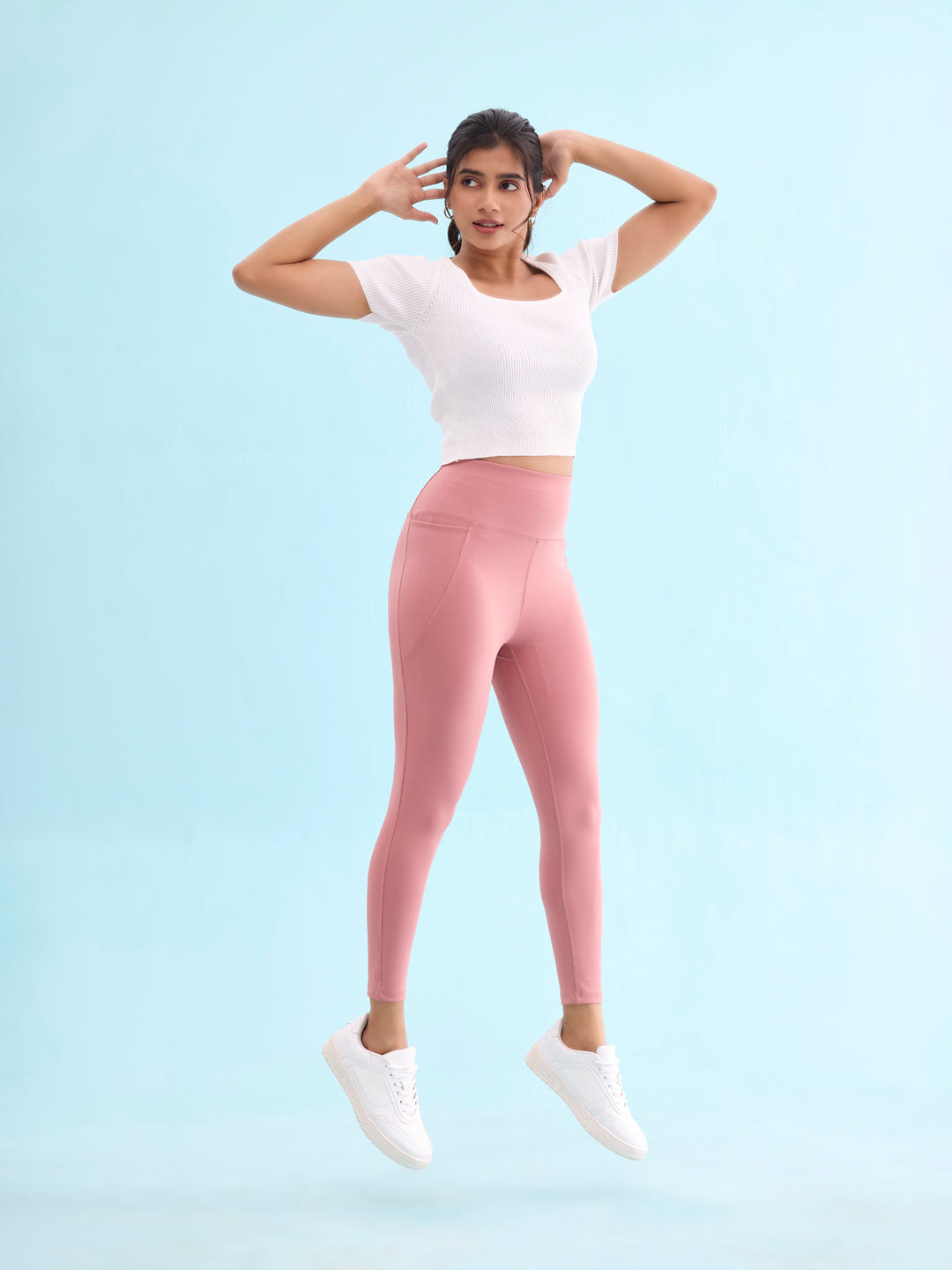 Dusty Pink Nylon Stretch Training Tights