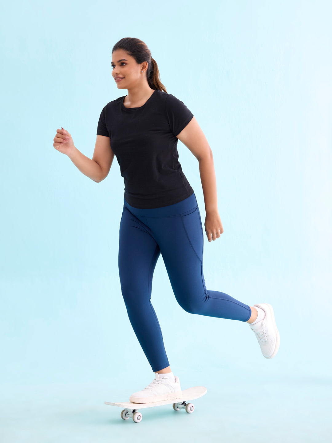 Teal Nylon Stretch Training Tights