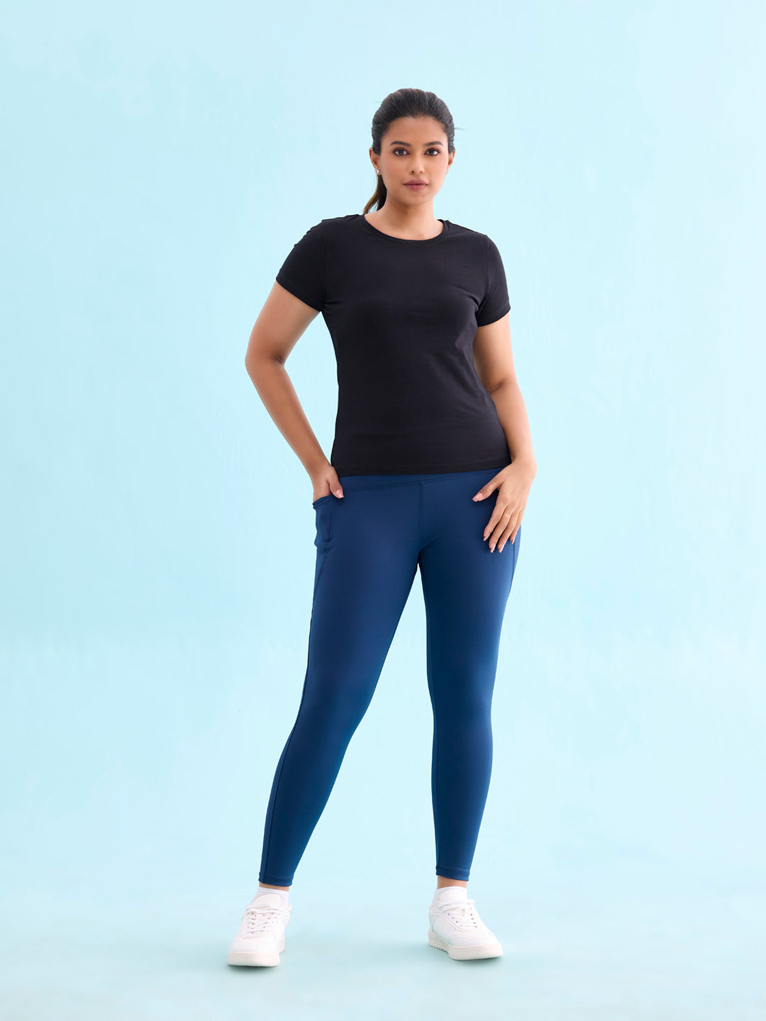 Teal Nylon Stretch Training Tights