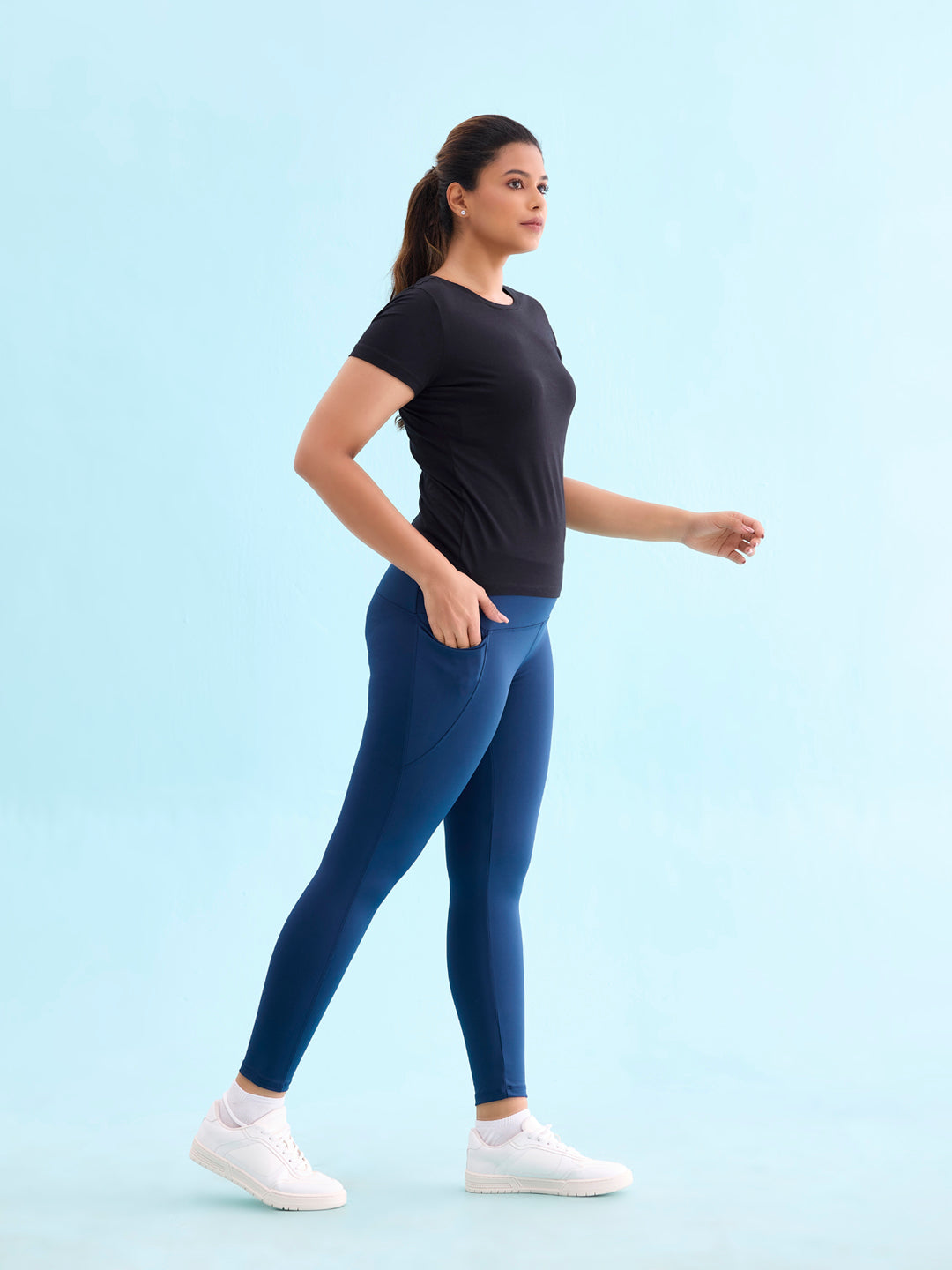 Teal Nylon Stretch Training Tights