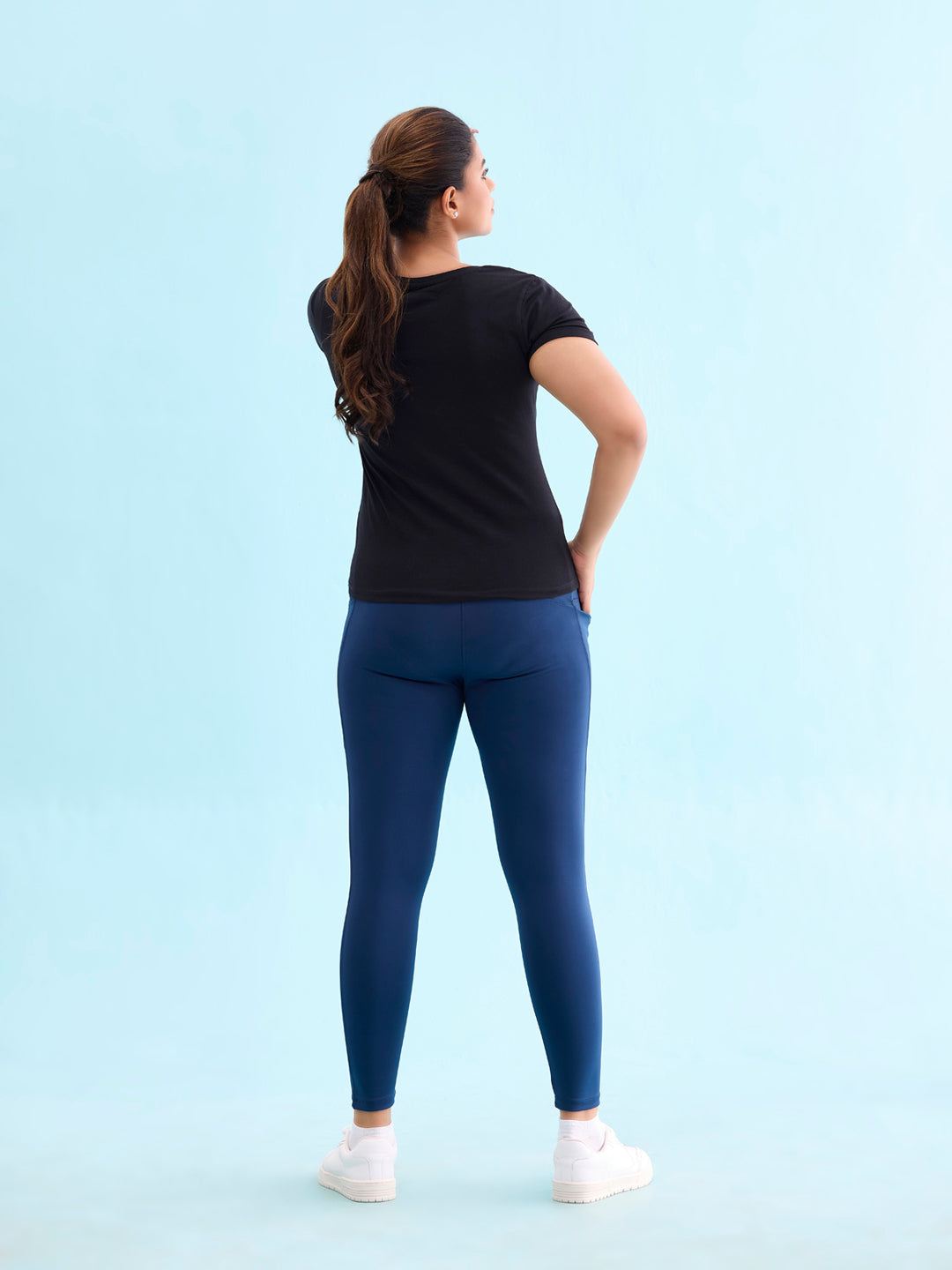 Teal Nylon Stretch Training Tights