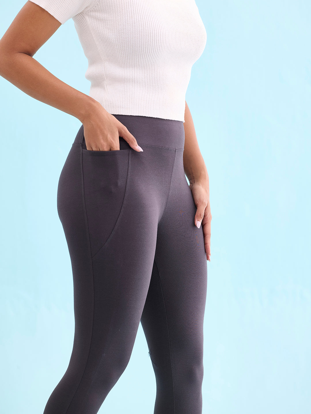 Dark Grey Cotton Stretch Yoga Legging