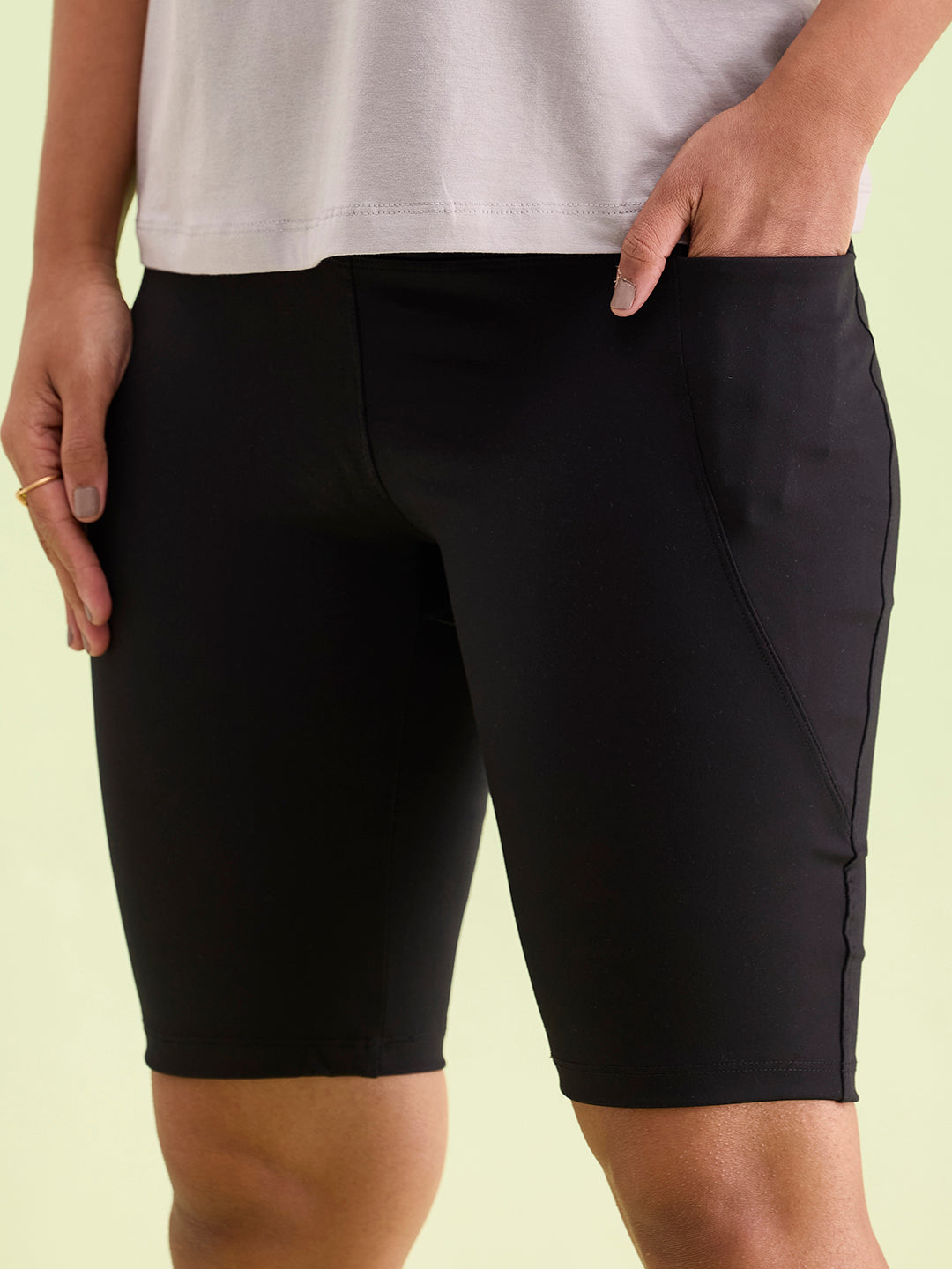 Black Nylon Stretch Active Shorts