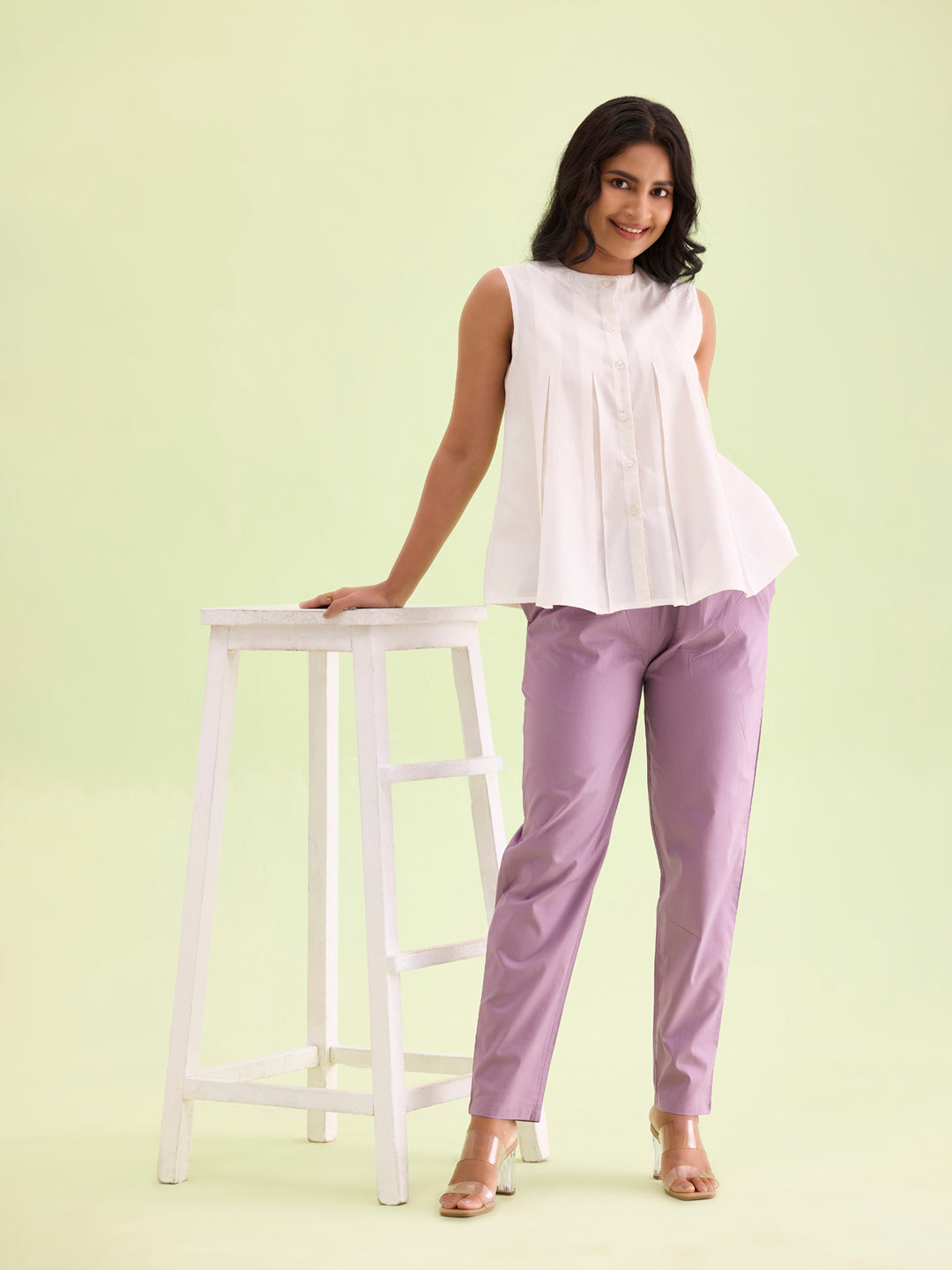 Lilac Cotton Cambric Cotton Pants