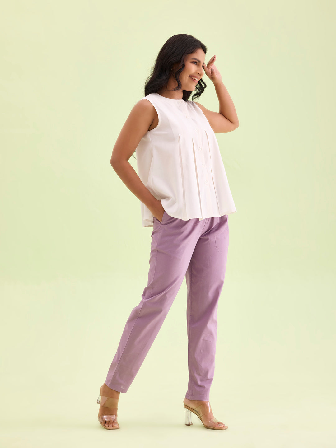 Lilac Cotton Cambric Cotton Pants