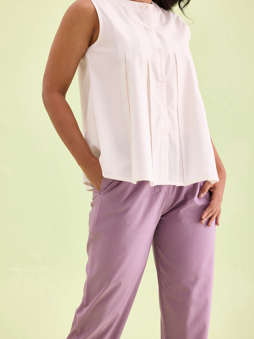 Lilac Cotton Cambric Cotton Pants