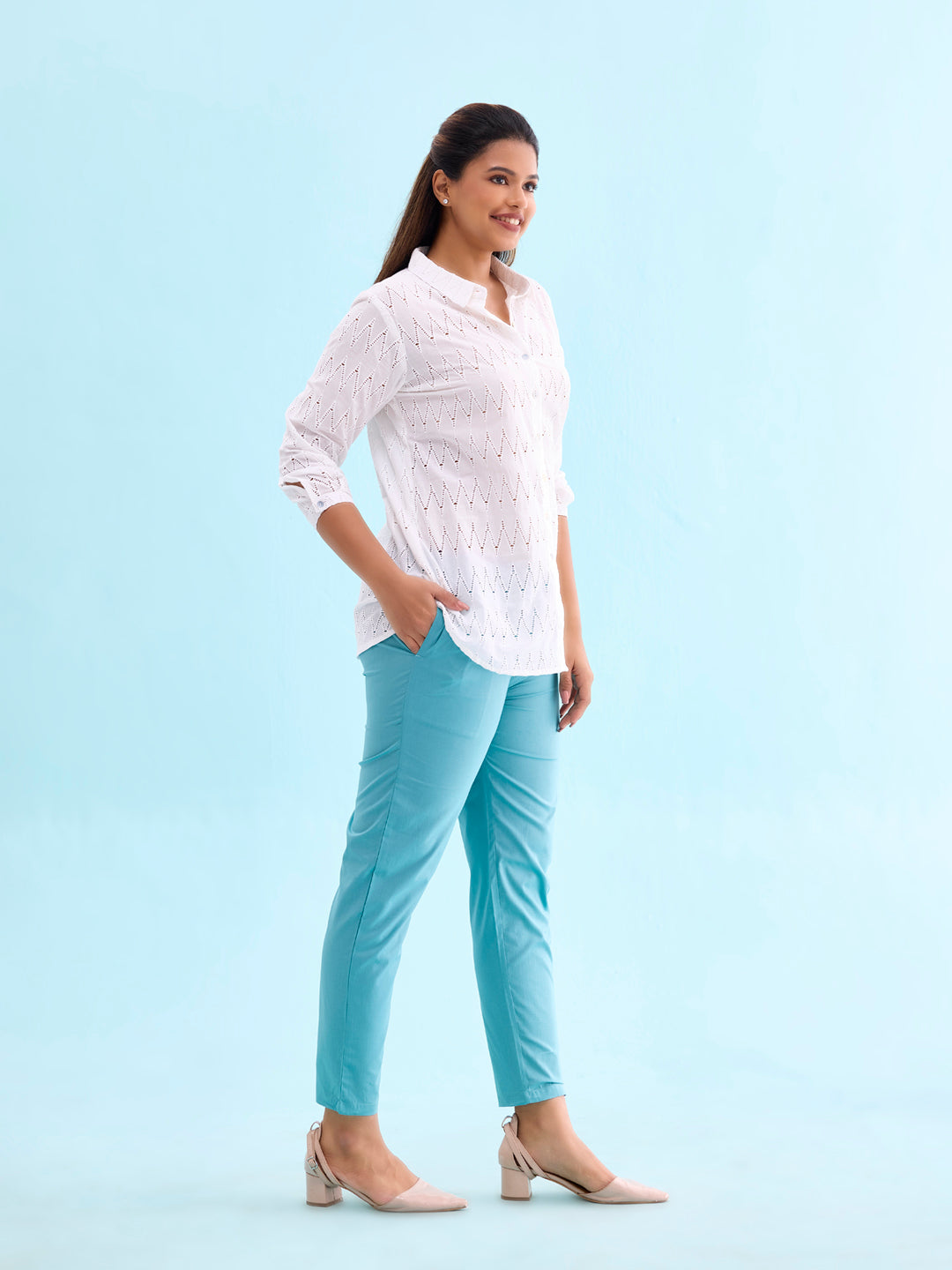 Light Mint Cotton Cambric Cotton Pants