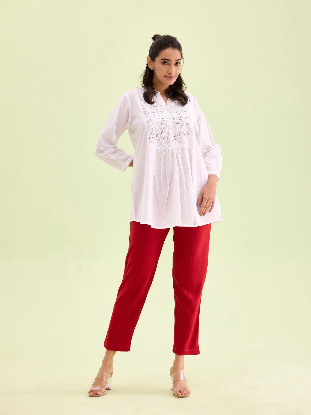 Dark Red Fleece Ultra Warm Kurti Pant